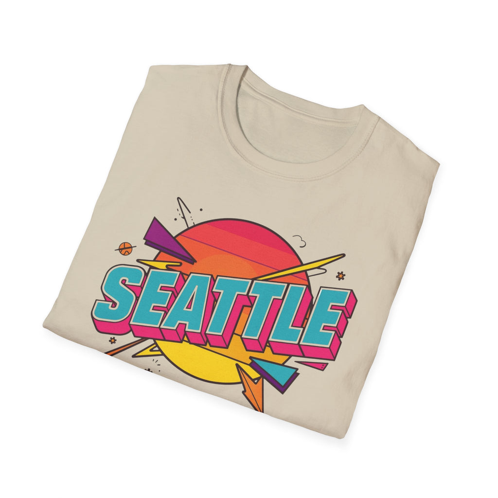 Seattle Retro Sunset T-Shirt — Vintage 80s City Graphic Tee