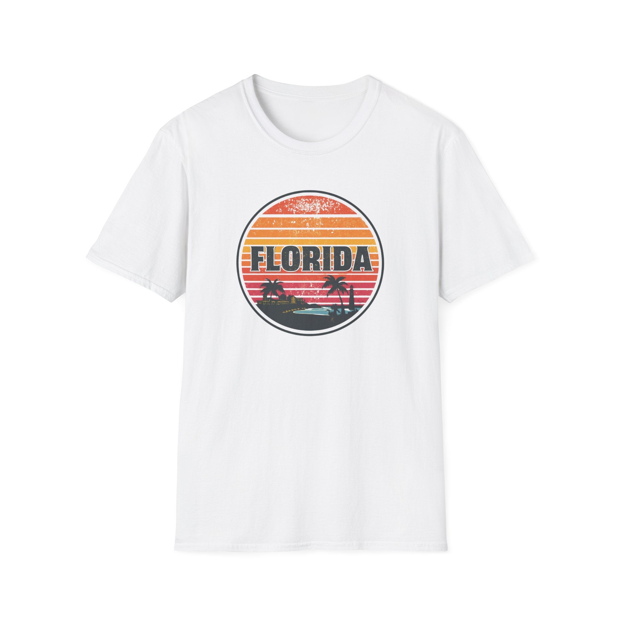 Florida Retro Sunset T-Shirt — Vintage Palm Beach Vacation Tee