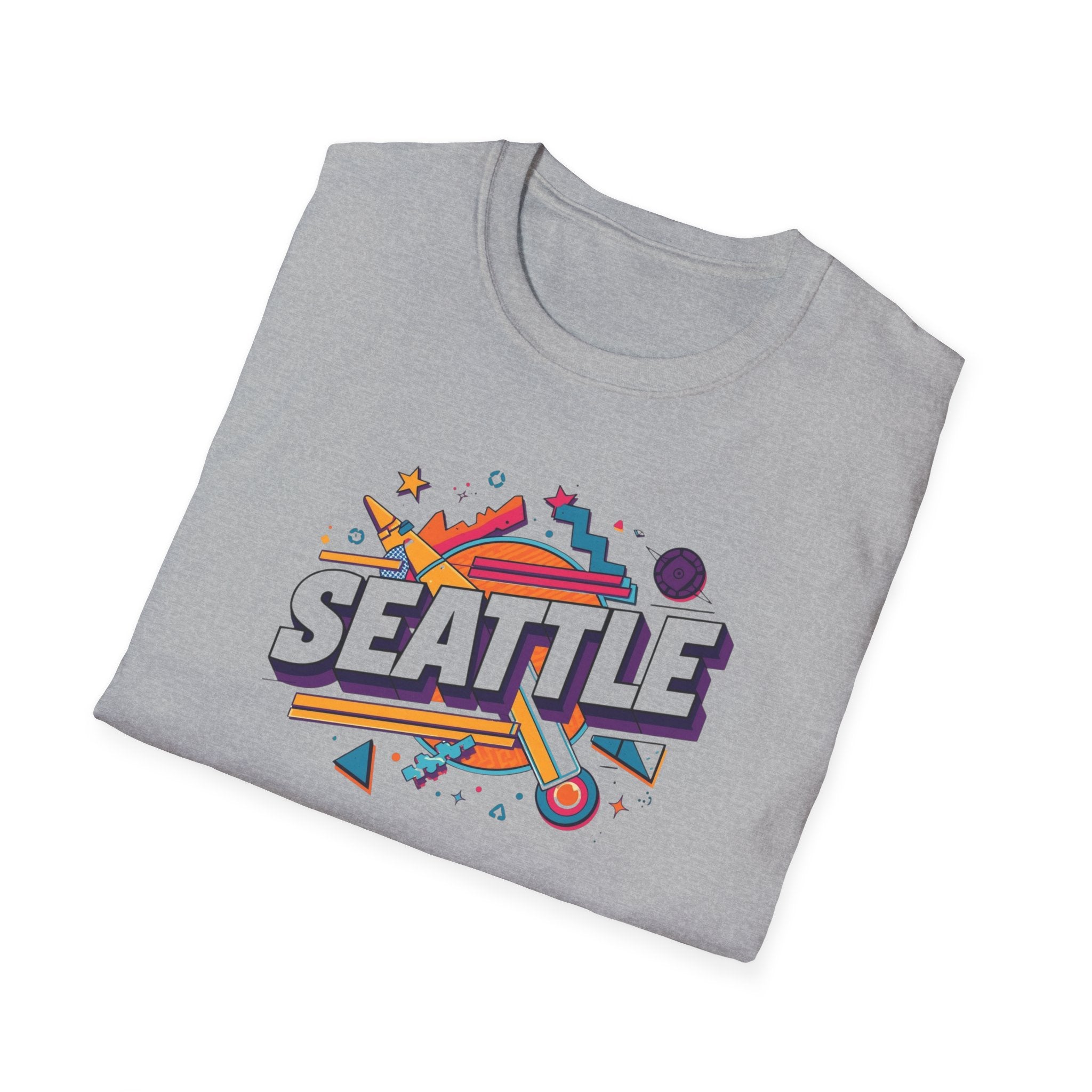 Seattle Retro Graphic T-Shirt — Colorful City Skyline Design
