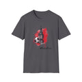 Munich Football Illustration T-Shirt | Soccer Ball, Clock Tower, Red Paint Splatter