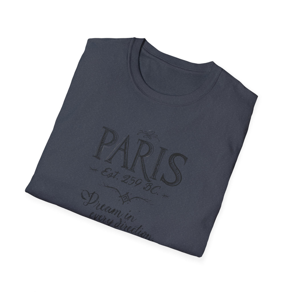 Paris Vintage Script T‑Shirt — "Dream in Every Direction"