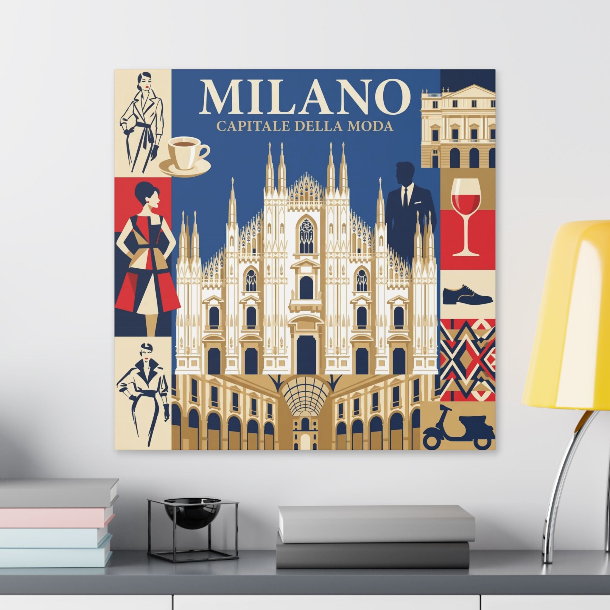 Milano Travel Poster Stretched Canvas – 'Milano Capitale Della Moda' Fashion City Wall Art