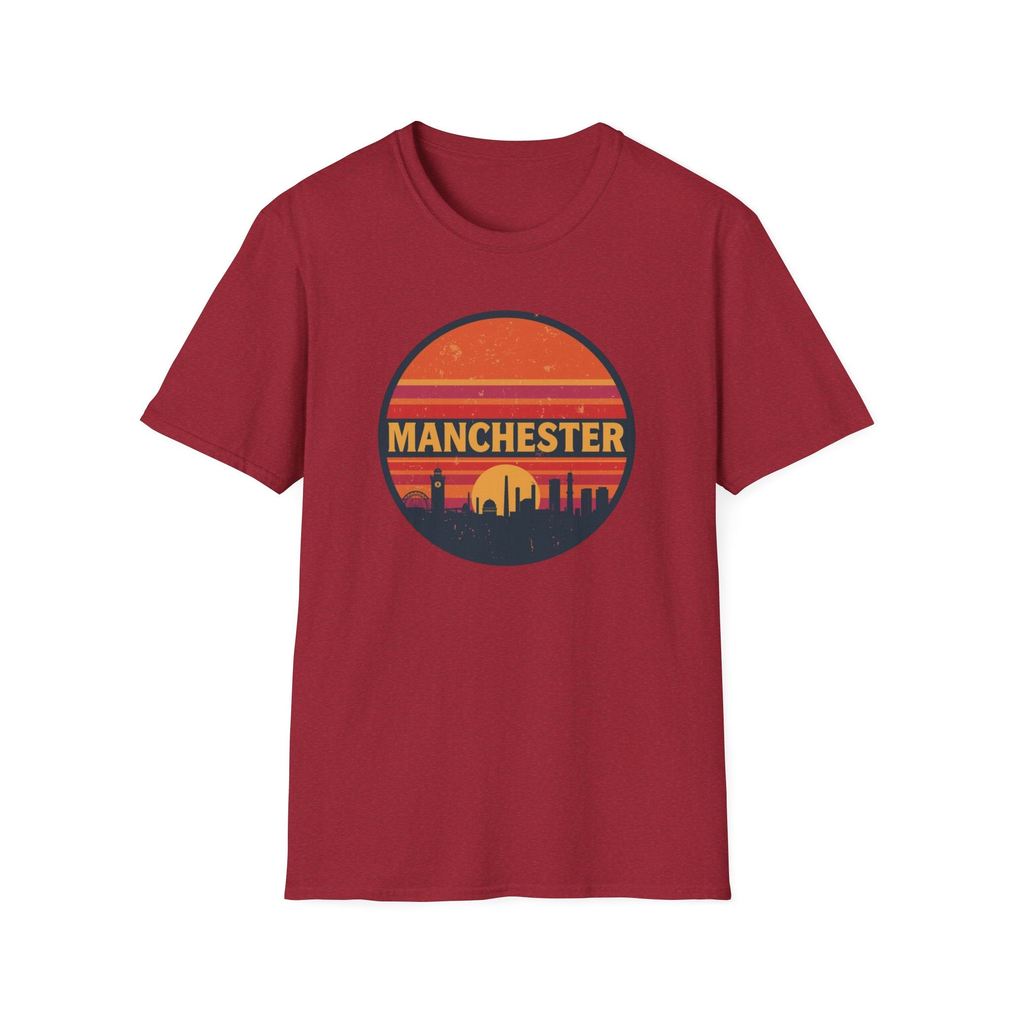 Manchester Sunset T-Shirt — Retro City Skyline Tee