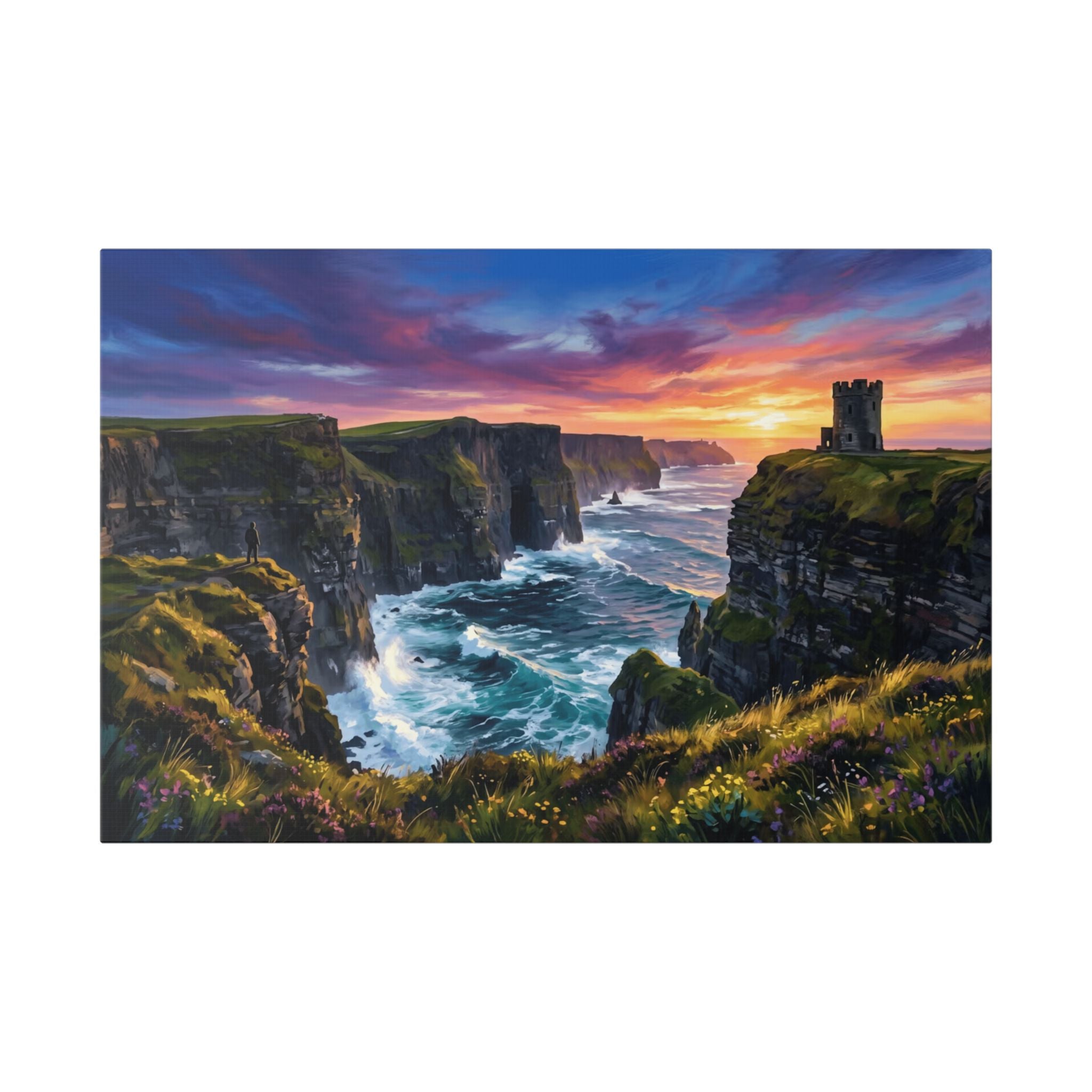 Cliffs of Moher - Ireland - Sunset Canvas Wall Art — Dramatic Coastal Landscape Stretched Canvas