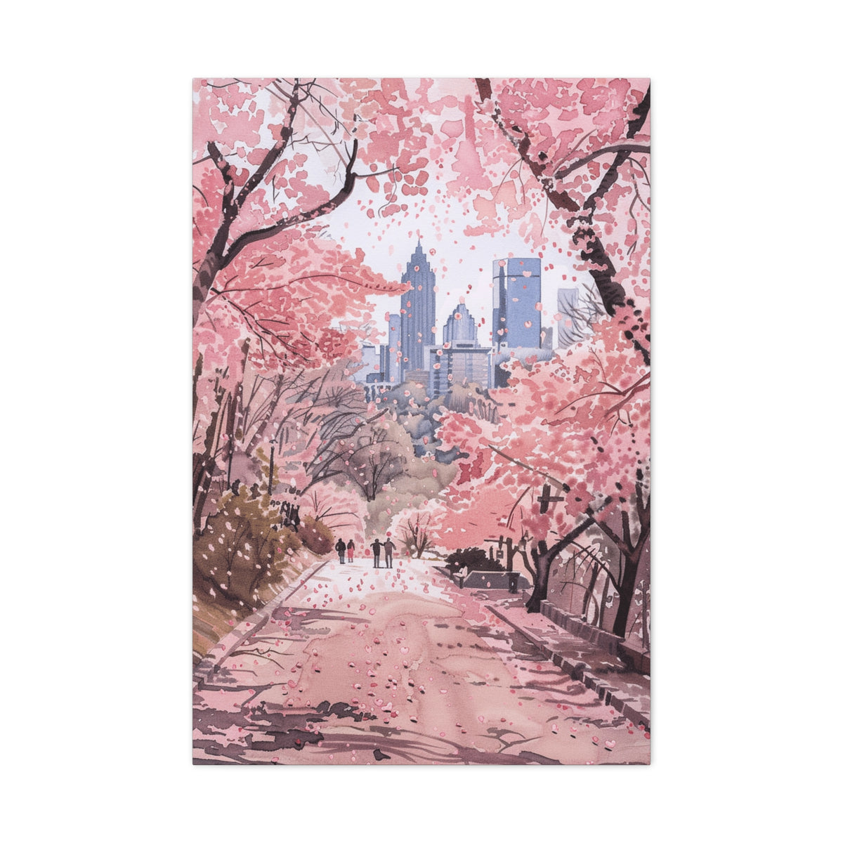 Atlanta Piedmont Park - Georgia - Cherry Blossom Cityscape Canvas - Bank of America Plaza