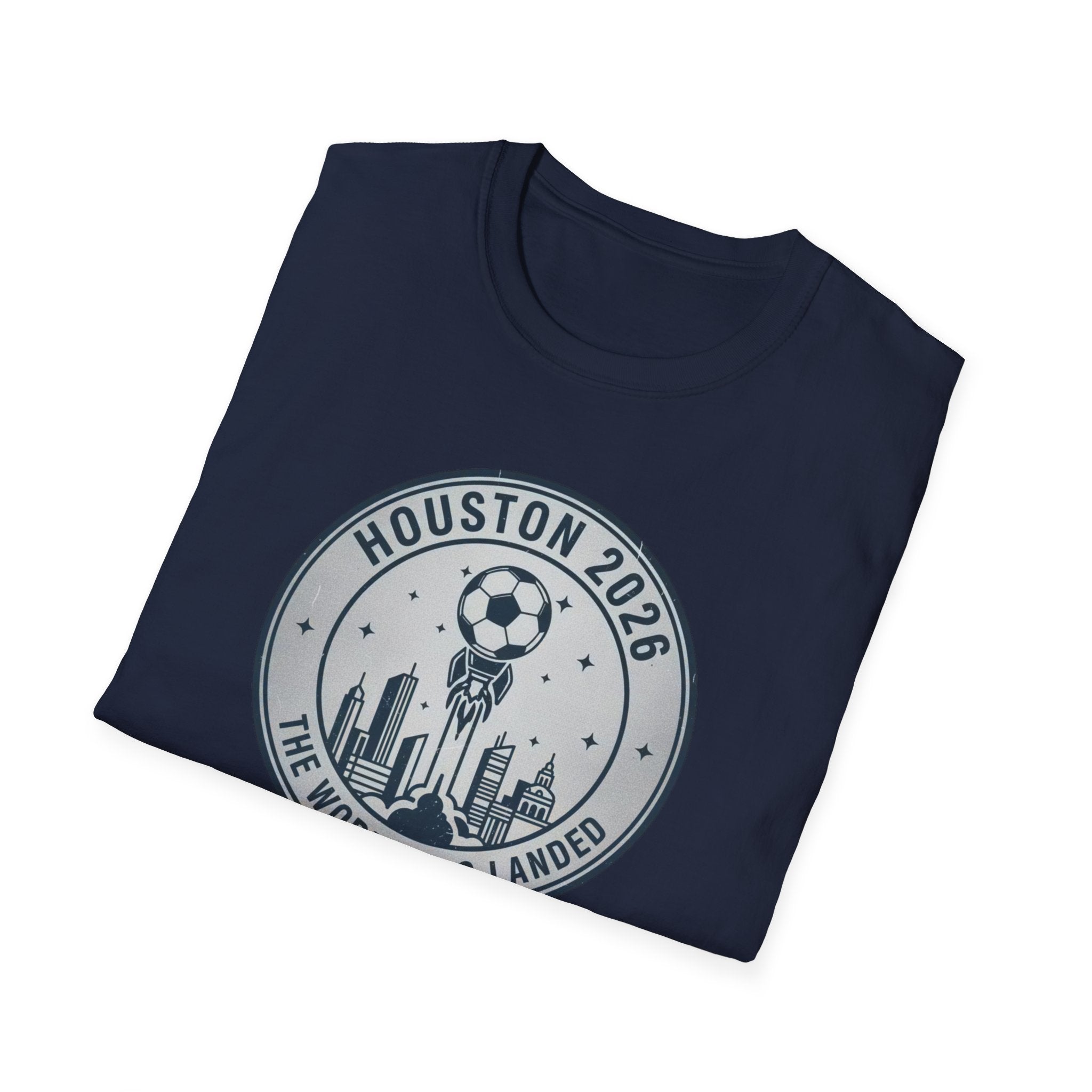 Houston 2026 Soccer Tee — "The World Has Landed" City Crest