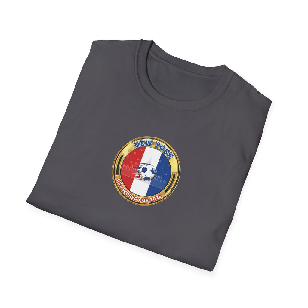 New York Host City World Cup 2026 Soccer Crest T-Shirt — Flag Emblem Football Tee
