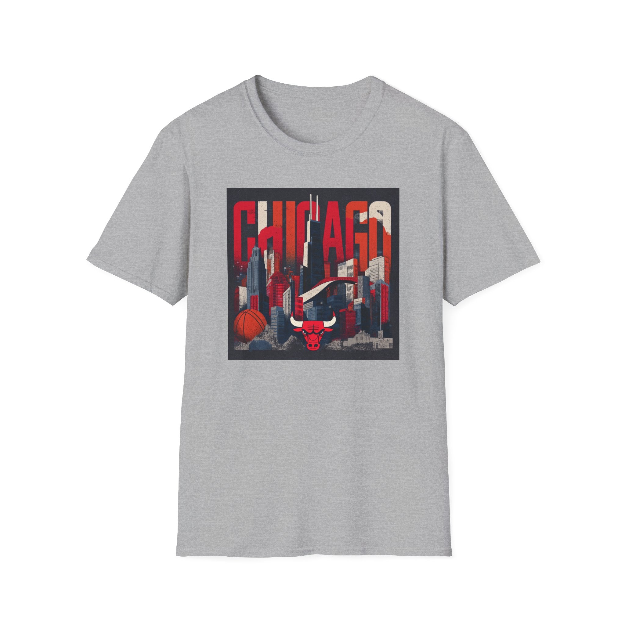 Chicago Bulls Cityscape T-Shirt | Basketball skyline, team logo