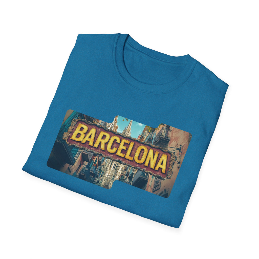 Barcelona Cityscape T-Shirt | Vintage Sign Travel Tee