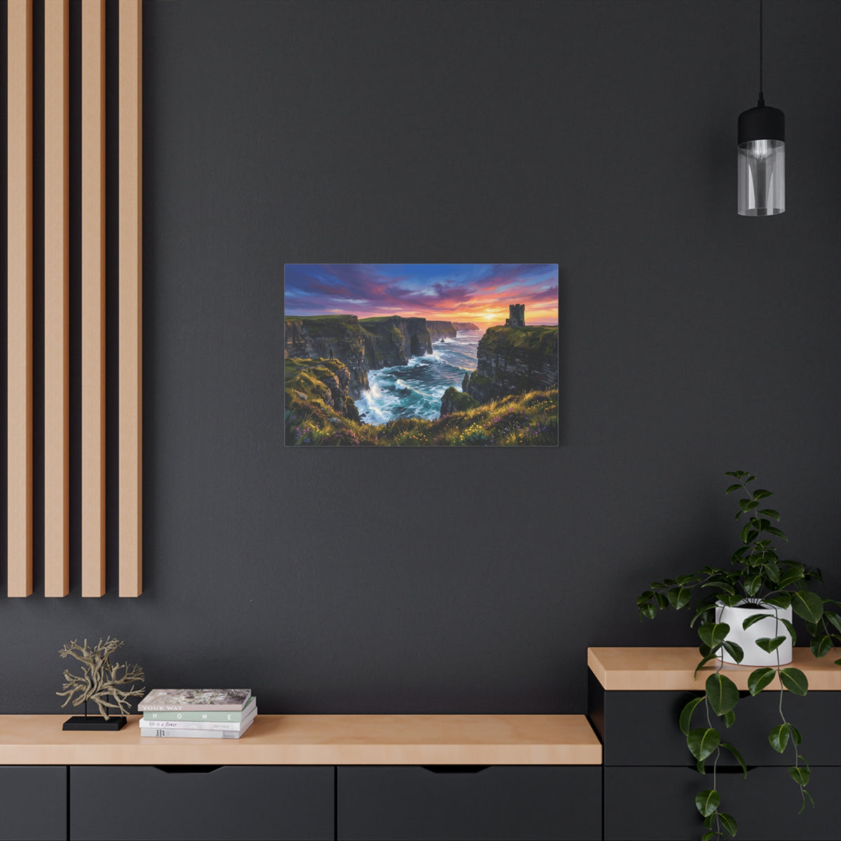 Cliffs of Moher - Ireland - Sunset Canvas Wall Art — Dramatic Coastal Landscape Stretched Canvas