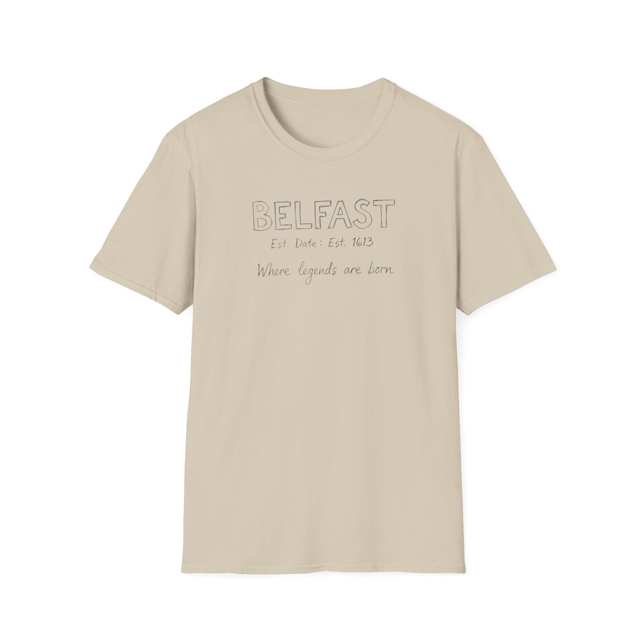 Belfast Handwritten Script T‑Shirt — 'Belfast: Let Love In' Minimal City Tee