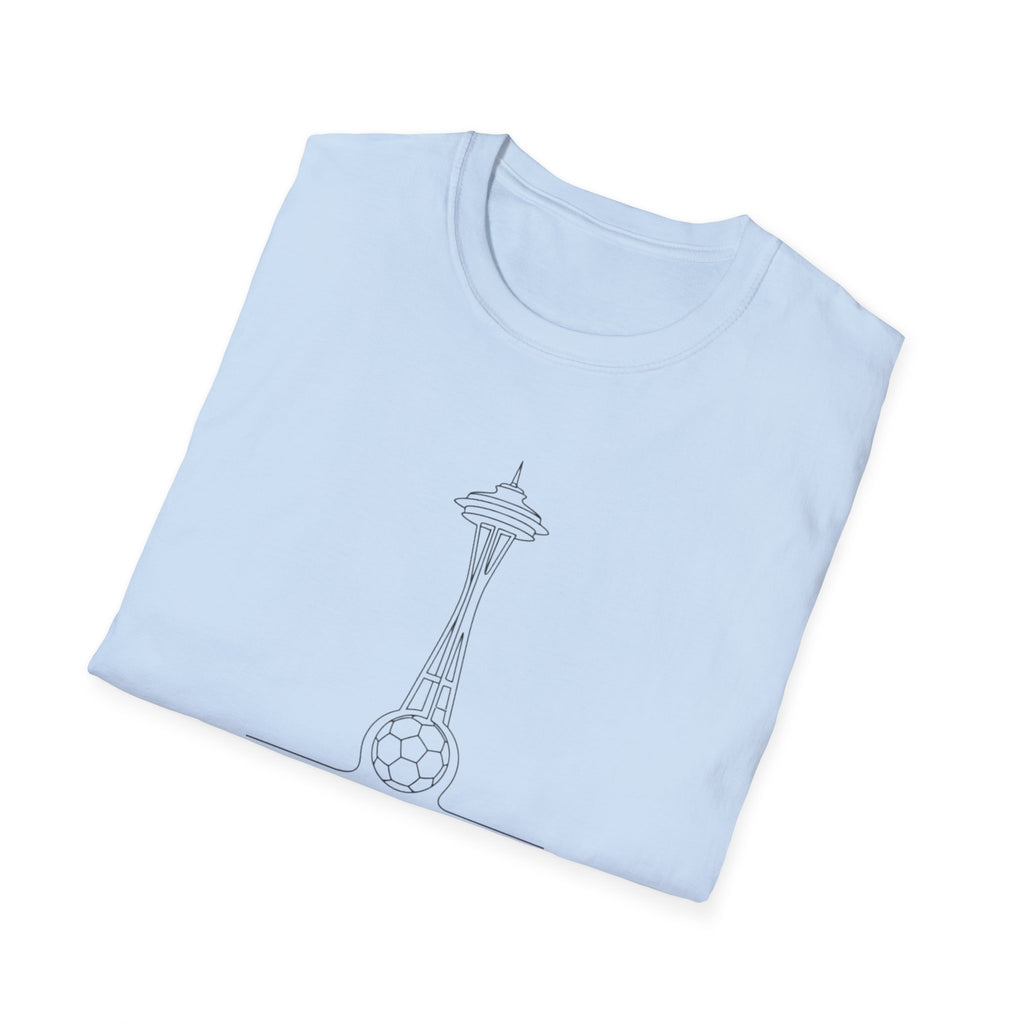 Seattle Space Needle Sketch T-Shirt — Minimalist 'Seattle World Cup 2026' Souvenir Tee