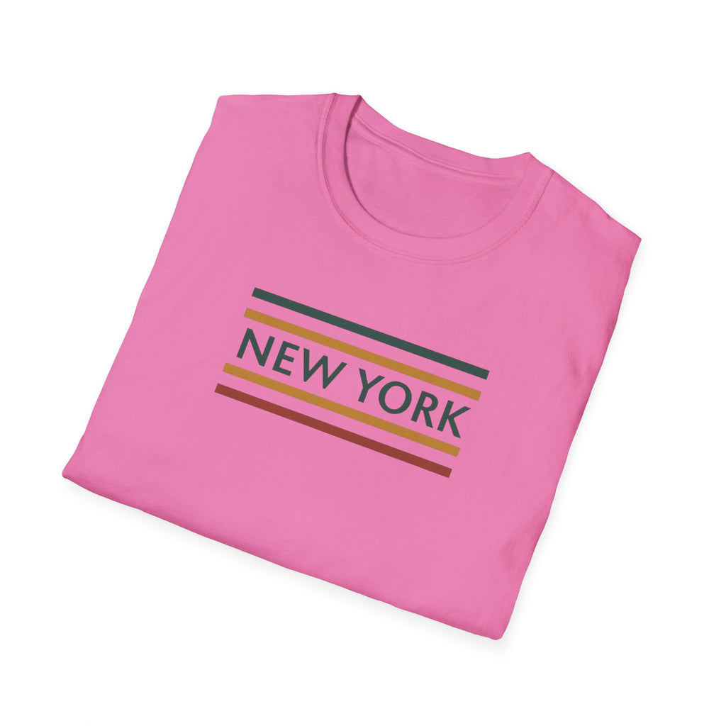New York Striped Logo T-Shirt | Retro Lines City Design