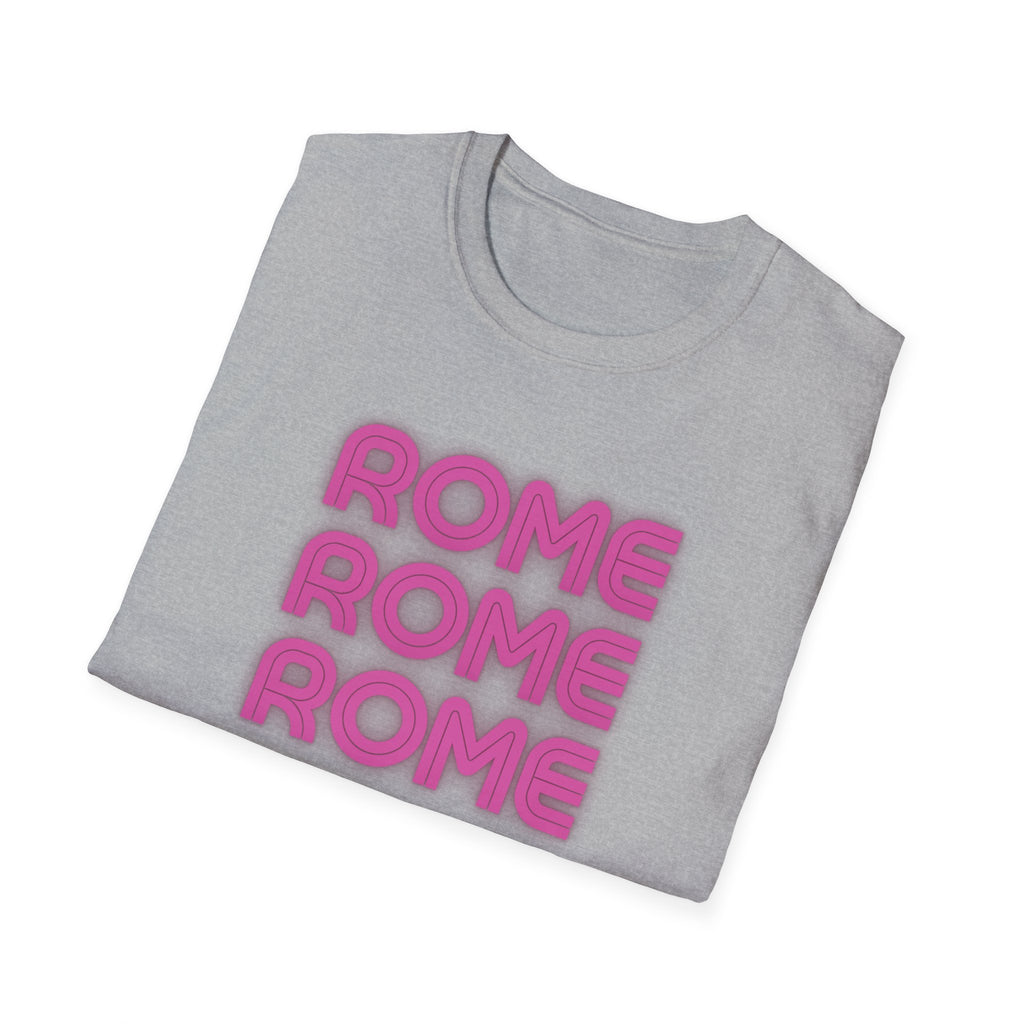 Rome Rome Rome T-Shirt | Pink Retro Text Tee