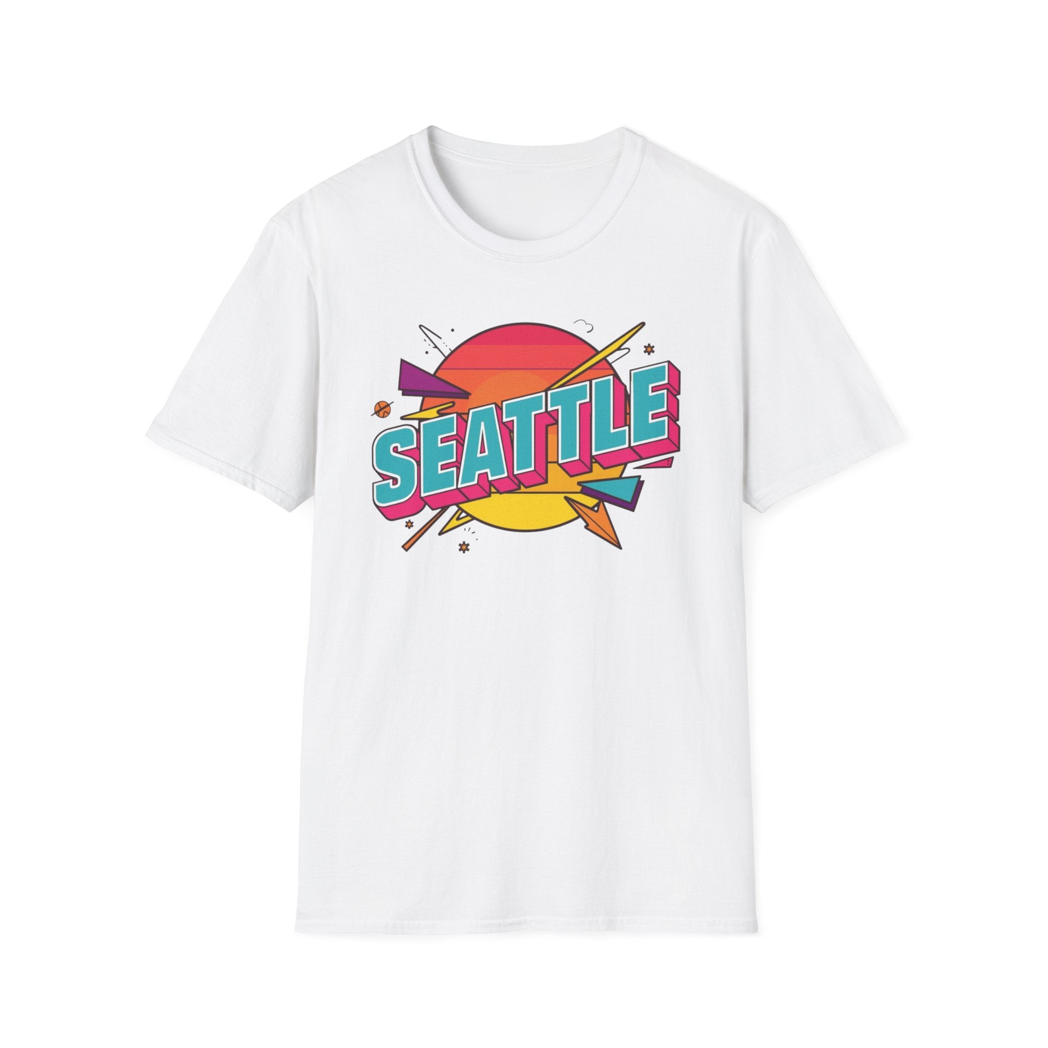 Seattle Retro Sunset T-Shirt — Vintage 80s City Graphic Tee