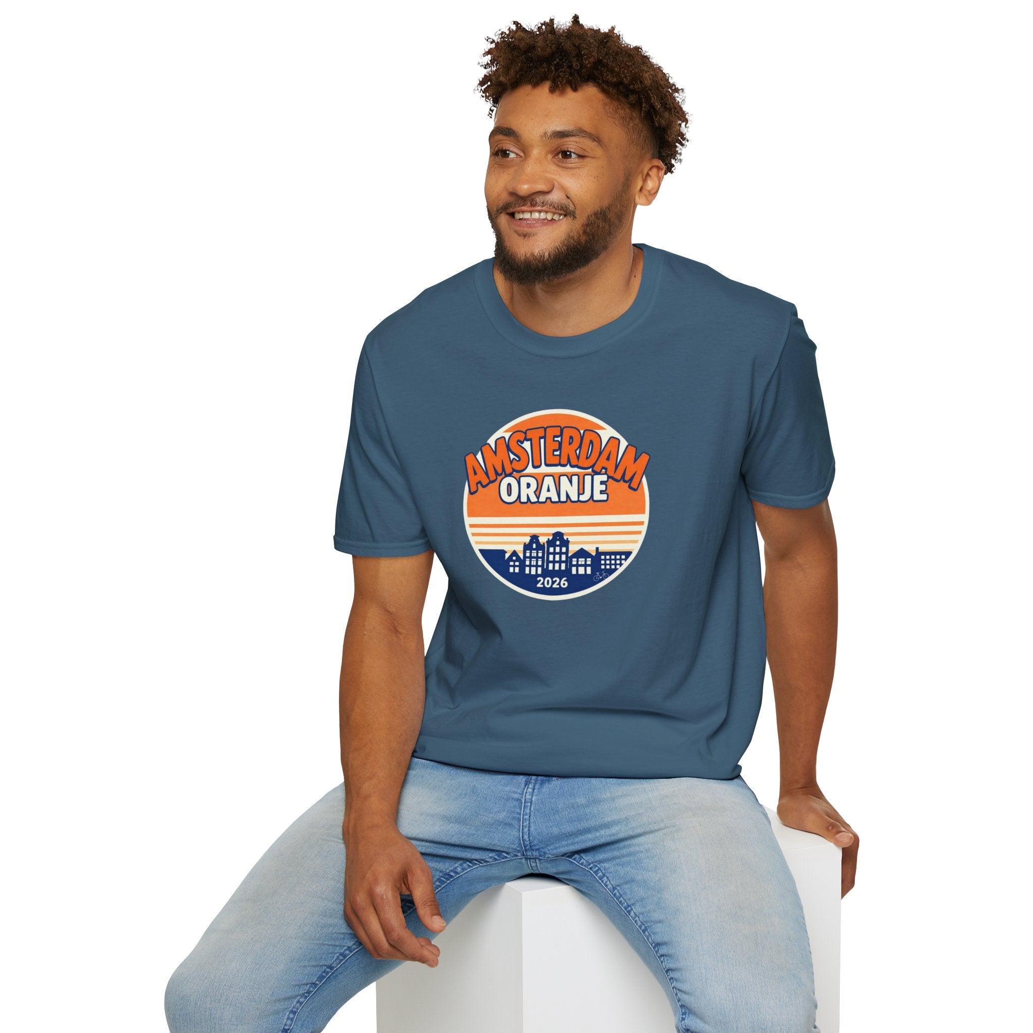 Amsterdam Oranje Vintage Skyline T-Shirt — 2026 Dutch Pride Tee