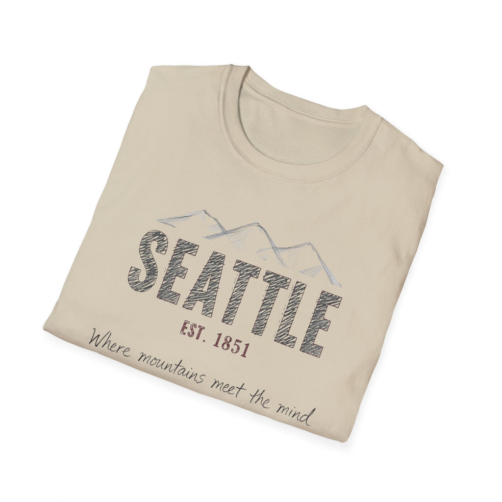 Seattle Mountains T-Shirt — "Where mountains meet the mind" Vintage City Tee