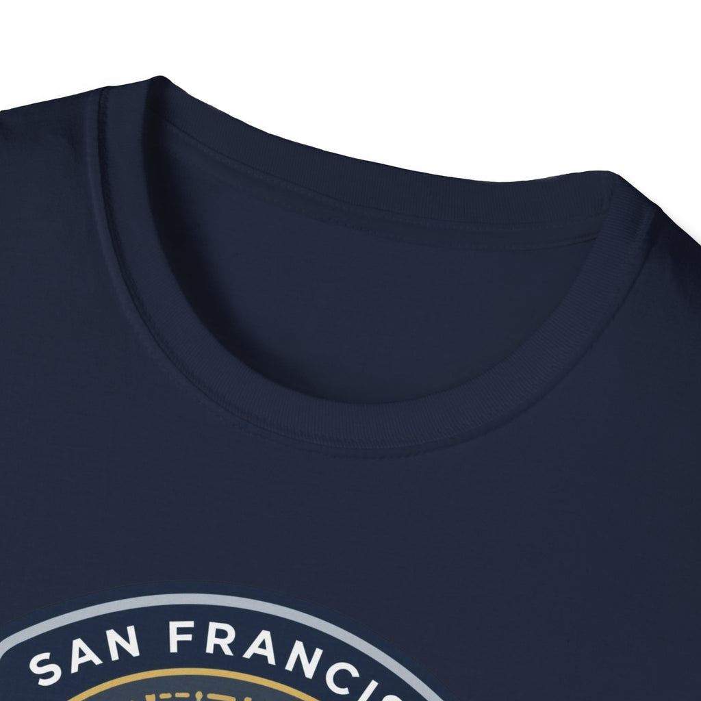Byte Me San Francisco T-Shirt — Retro Tech Badge Tee (01010)