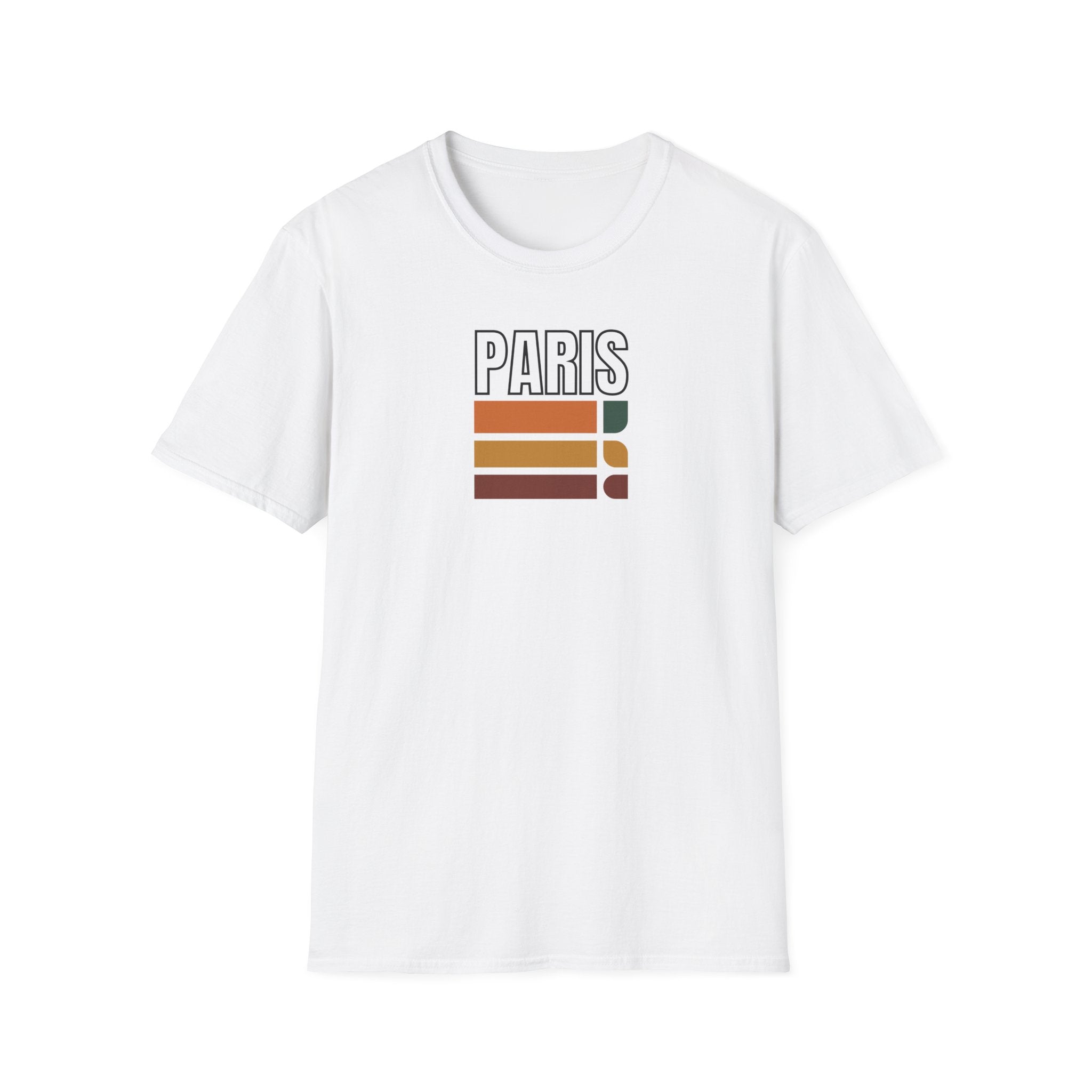 Paris Retro Stripes T-Shirt | Vintage Skyline Bars, Minimal Graphic