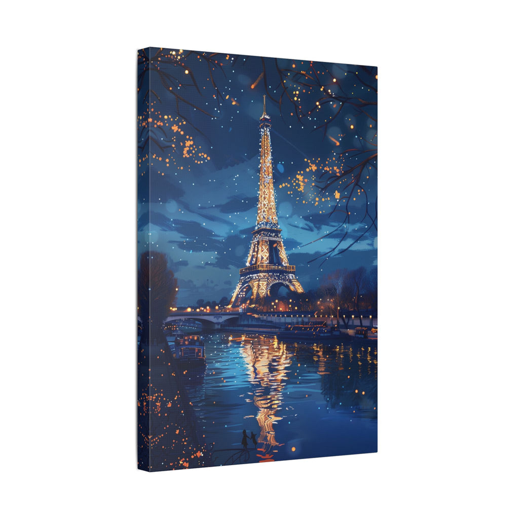 Eiffel Tower Night Canvas — Paris Skyline Stretched Wall Art