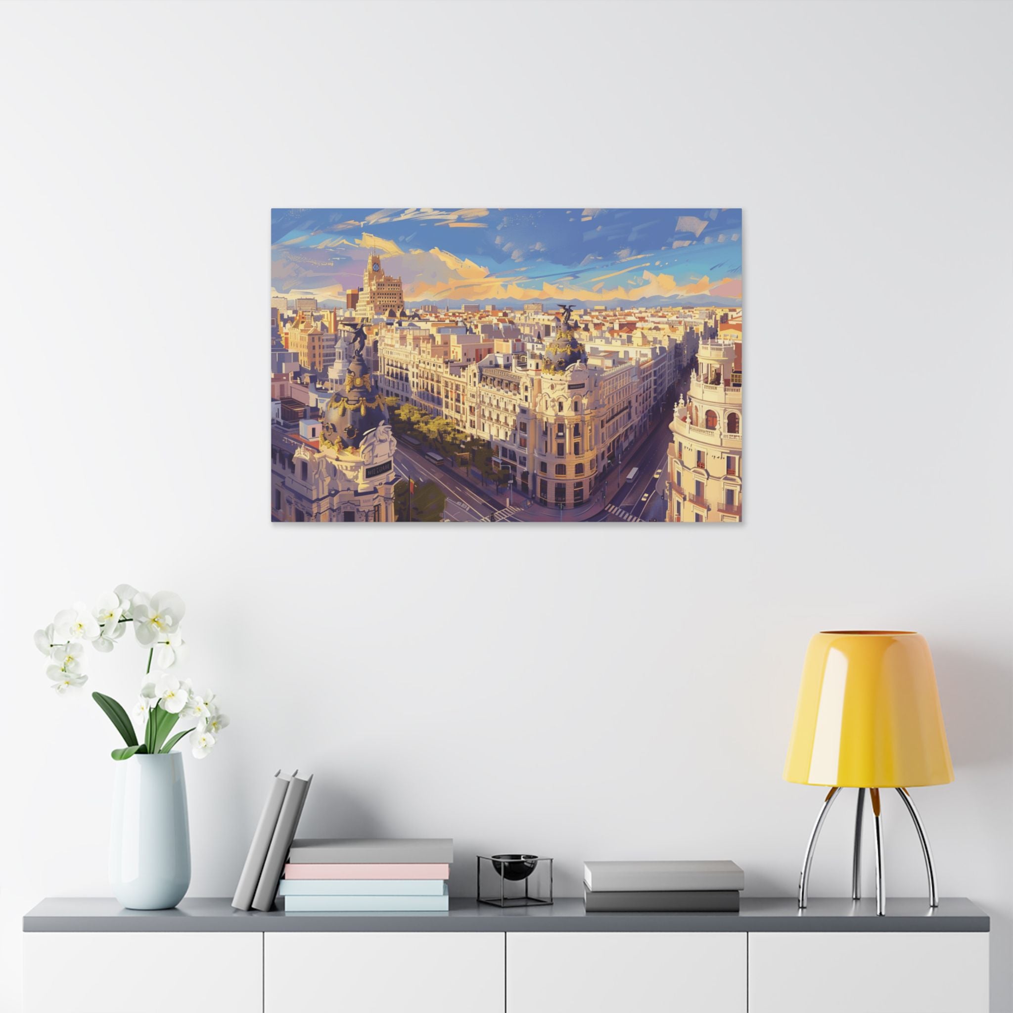 Madrid Cityscape Canvas Print — Sunny Gran Vía Wall Art