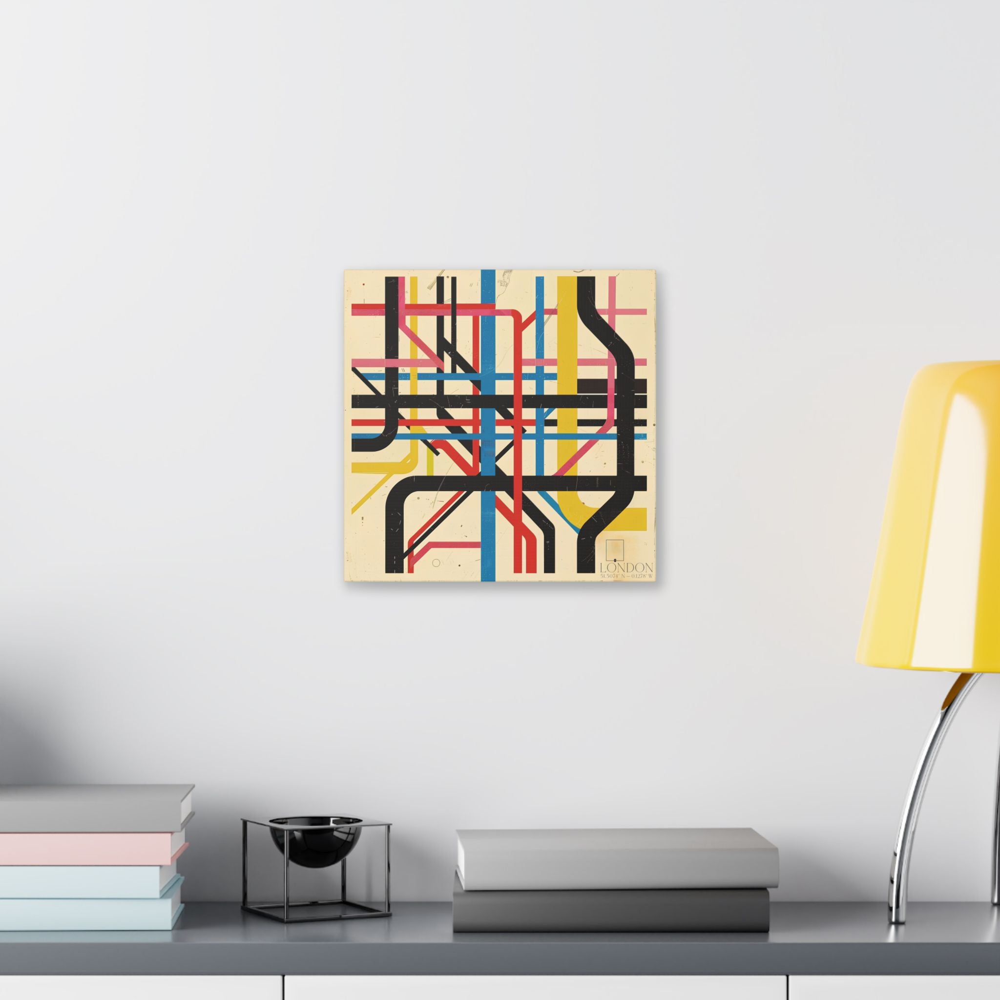London Subway Map Art Canvas — Retro Abstract Transit Wall Decor