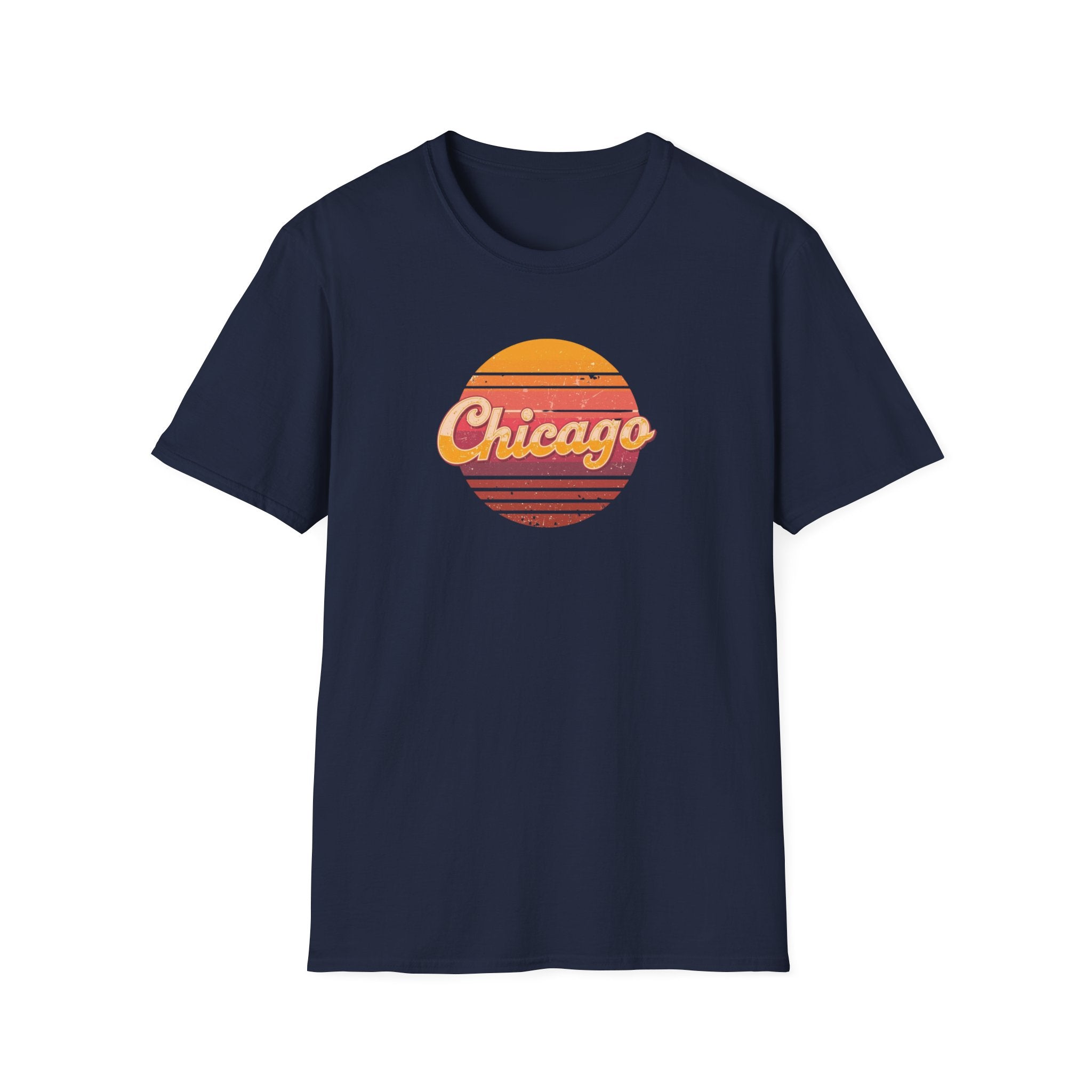 Chicago Retro Sunset T-Shirt | Vintage City Script Shirt
