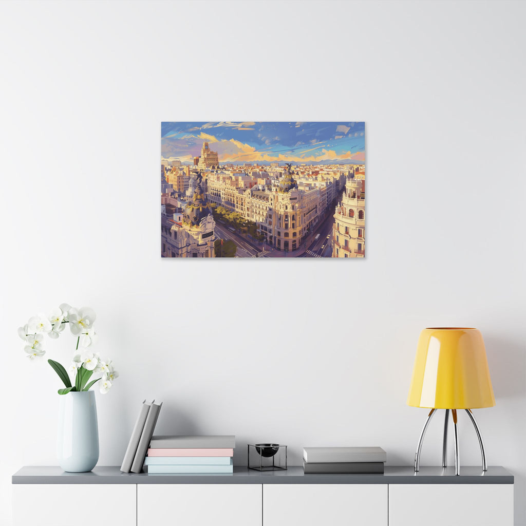 Madrid Cityscape Canvas Print — Sunny Gran Vía Wall Art