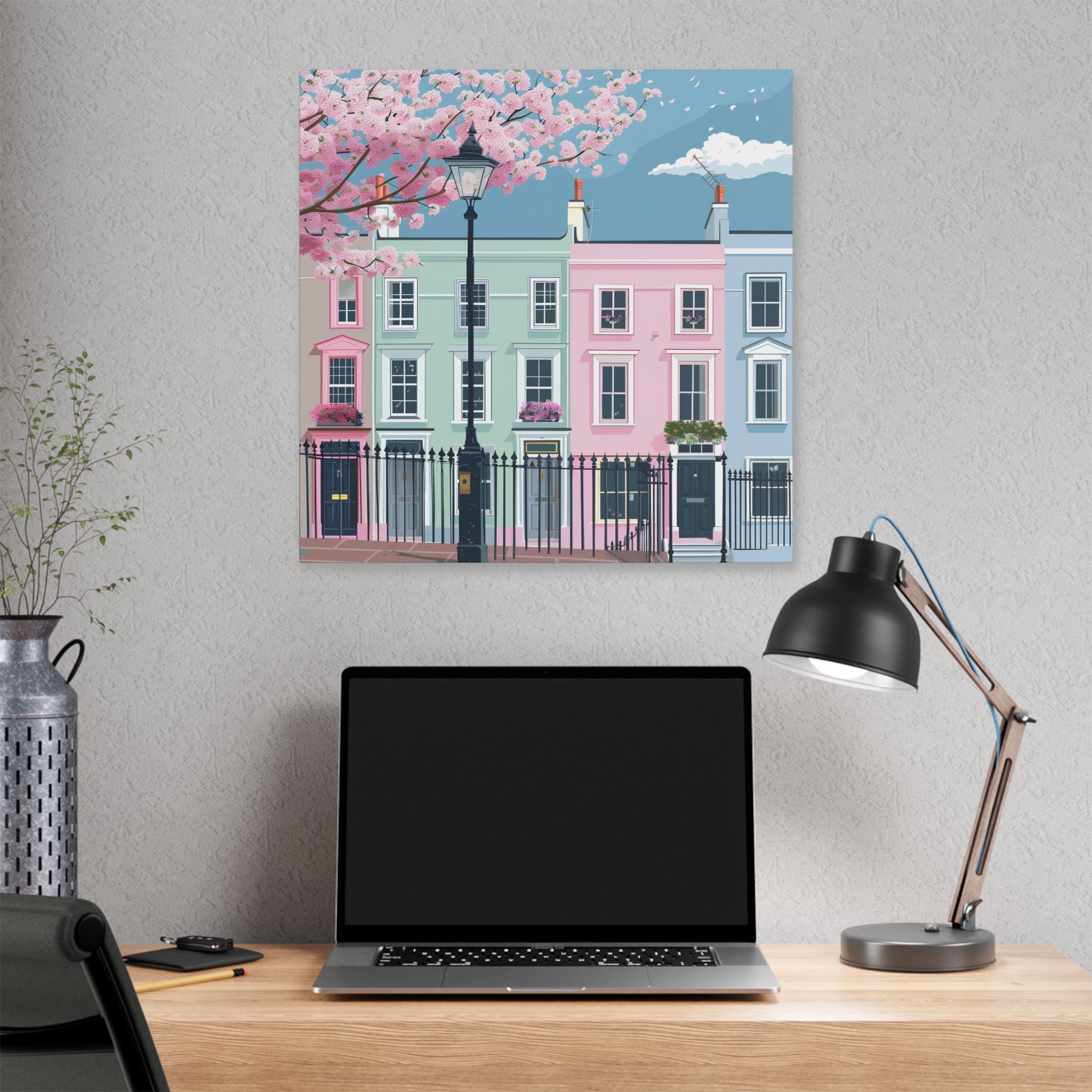 Pastel Row Houses London Canvas