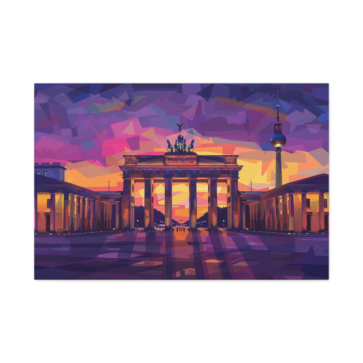 Brandenburg Gate Sunset Canvas — Colorful Berlin Landmark Wall Art