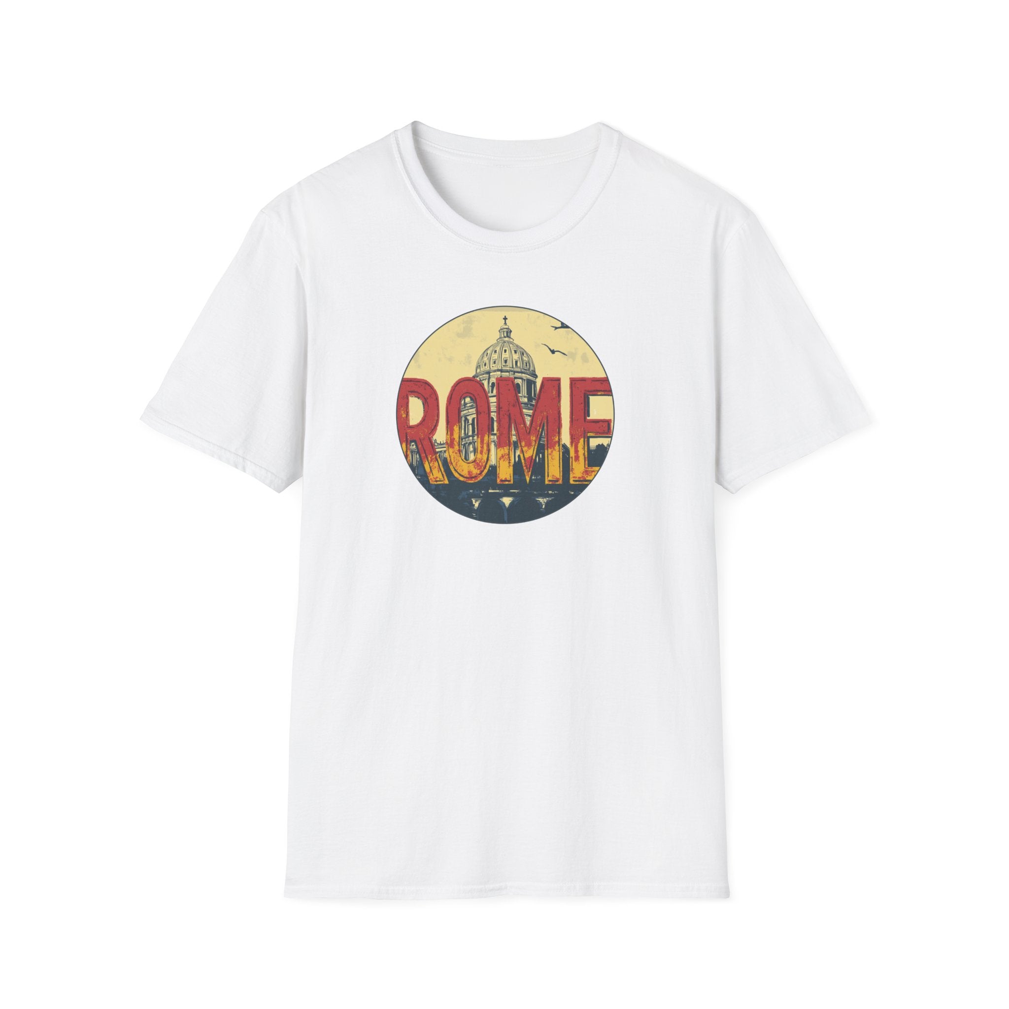 Rome skyline circle graphic T-Shirt | Vatican St. Peter dome vintage travel design
