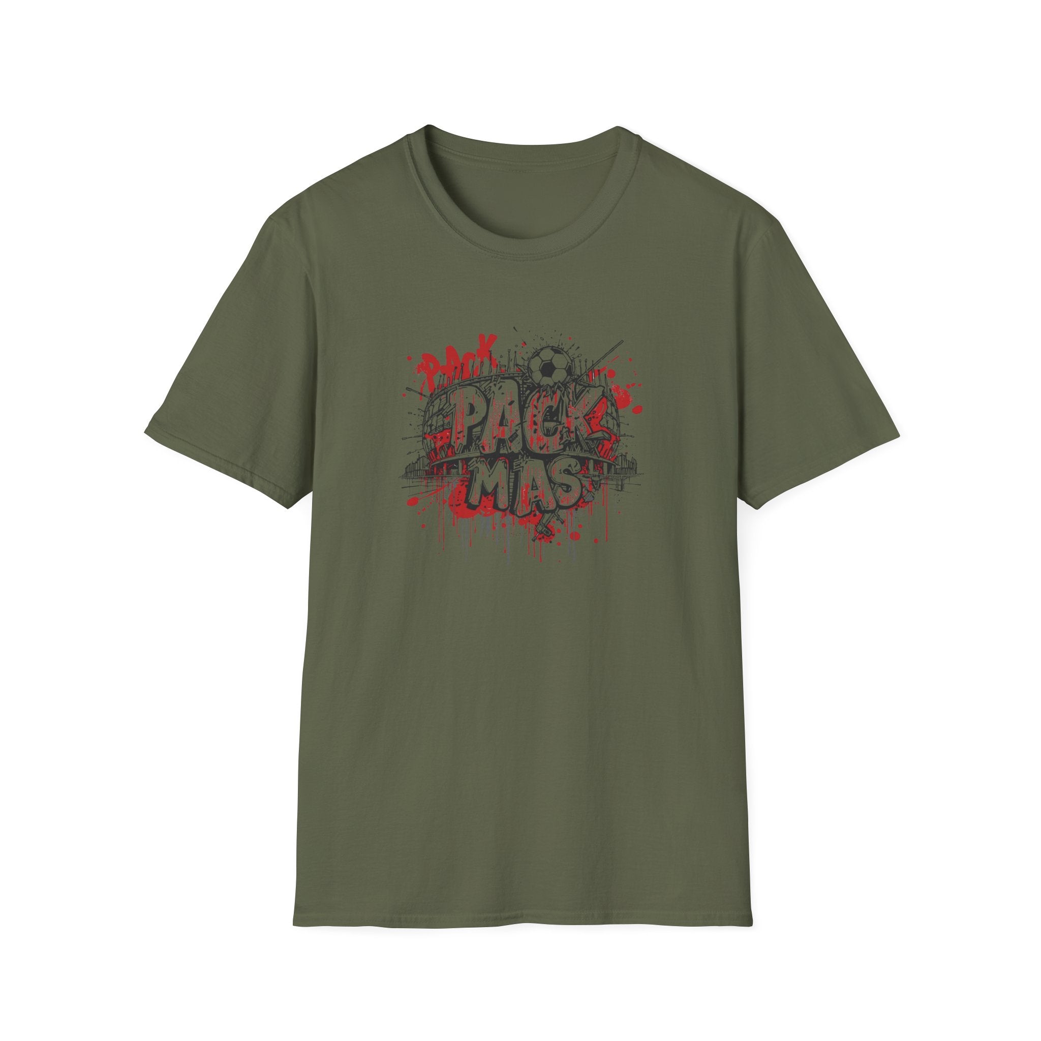 Pack Mas T-Shirt | Skull Mask Illustration, Horror Dripping Text
