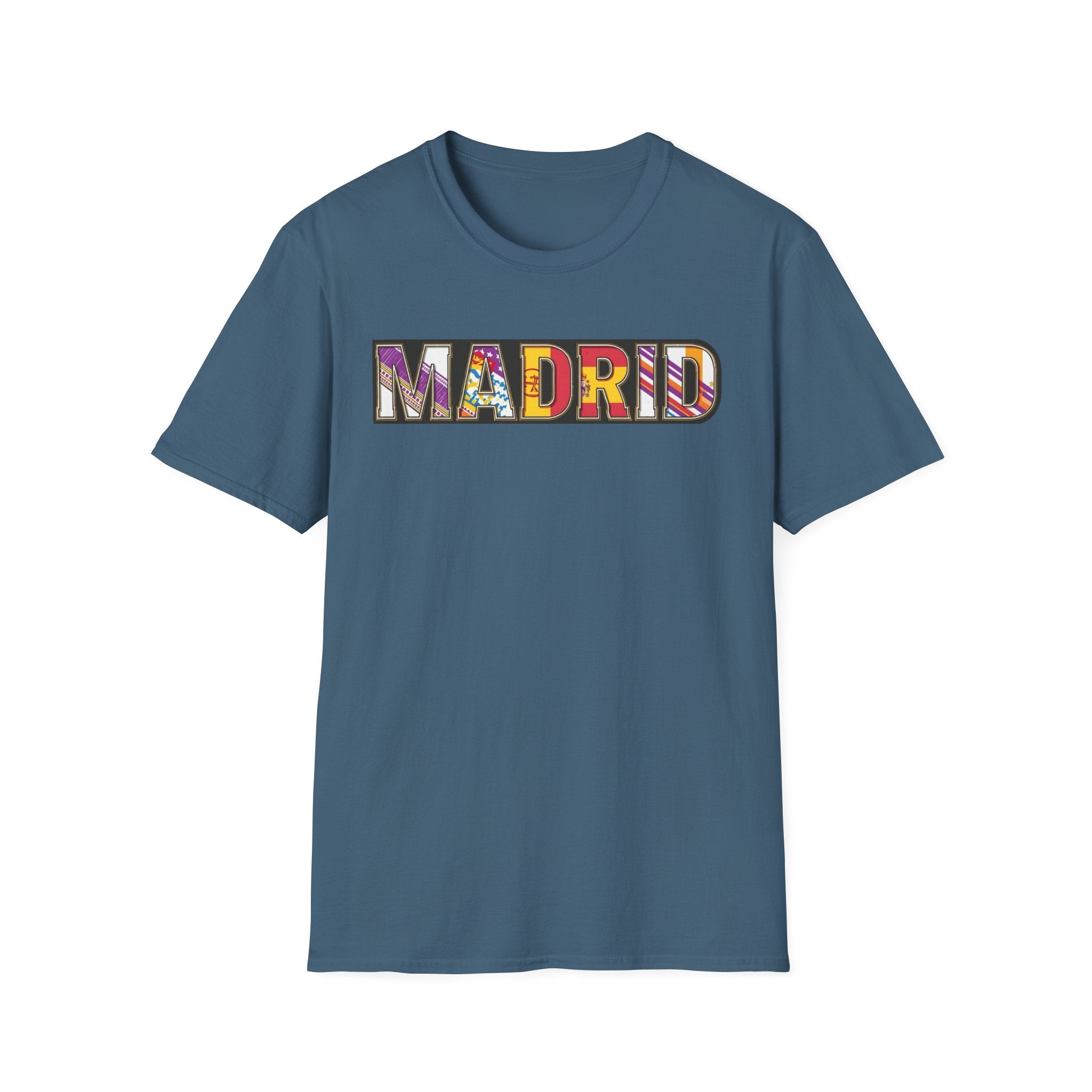 Madrid Colorful Lettering T-Shirt | City Typography Travel Shirt