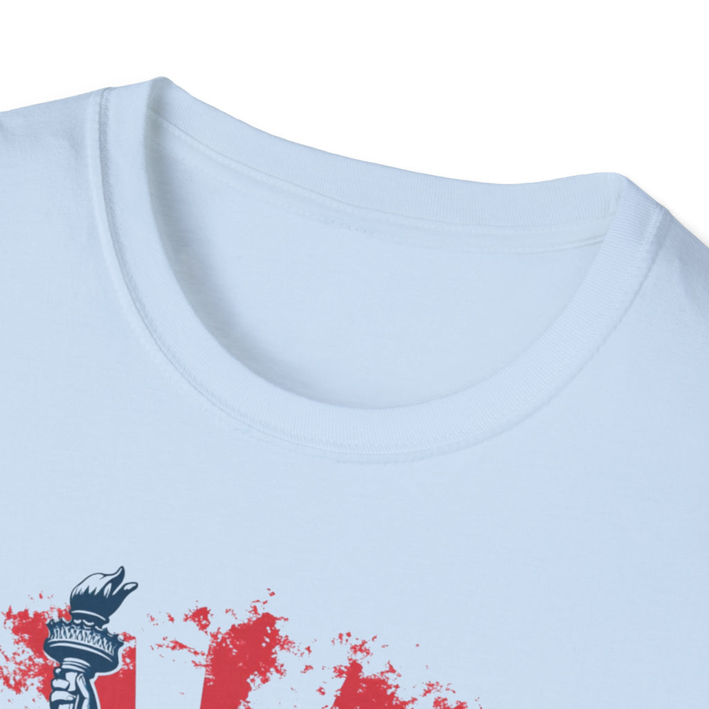 Statue of Liberty New York T-Shirt | City Skyline, Red Rays Graphic