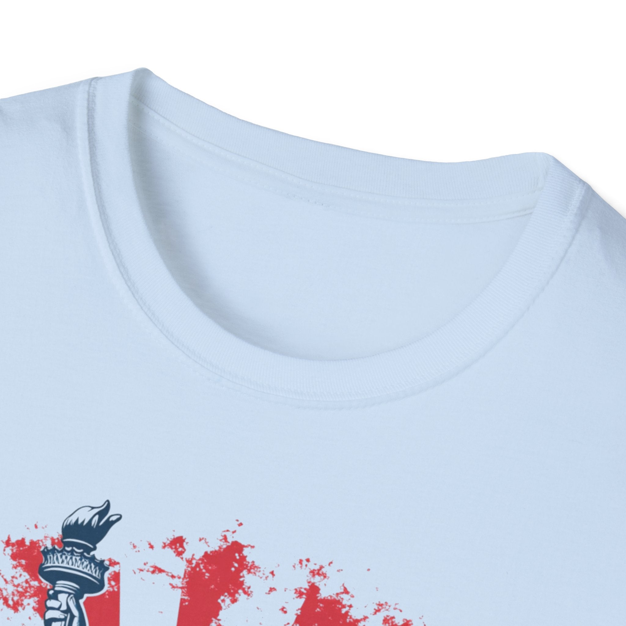 Statue of Liberty New York T-Shirt | City Skyline, Red Rays Graphic