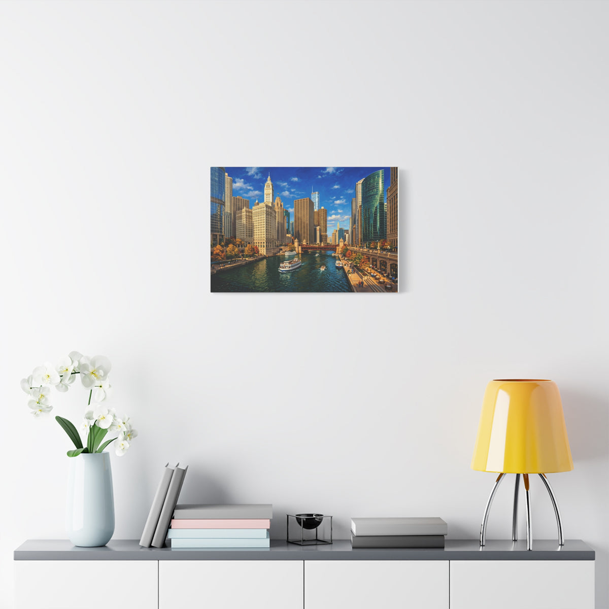 Chicago Riverwalk Canvas Print — Scenic Cityscape Wall Art