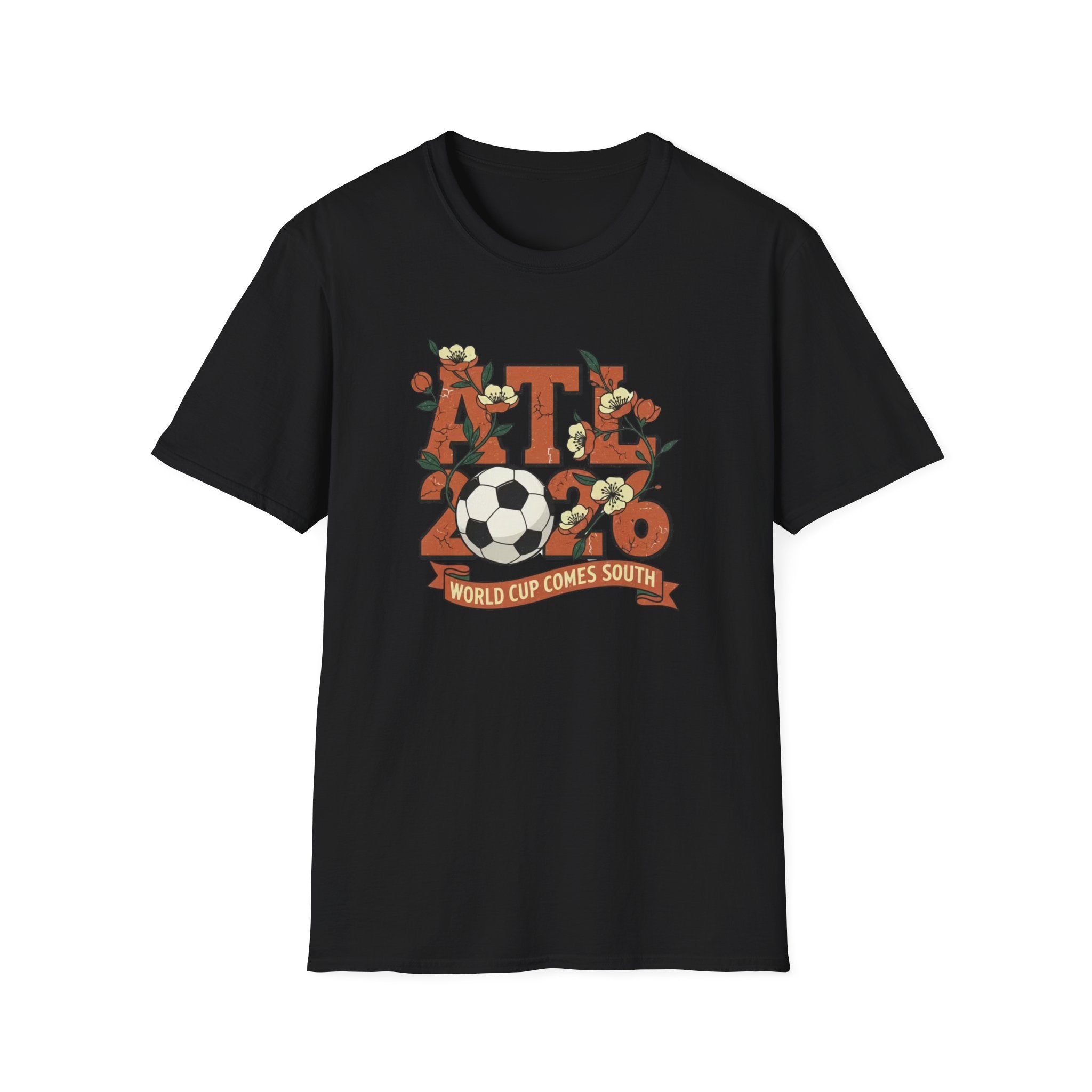 Atlanta (ATL) World Cup 2030 Soccer T-Shirt — "World Cup Comes South" Retro Design