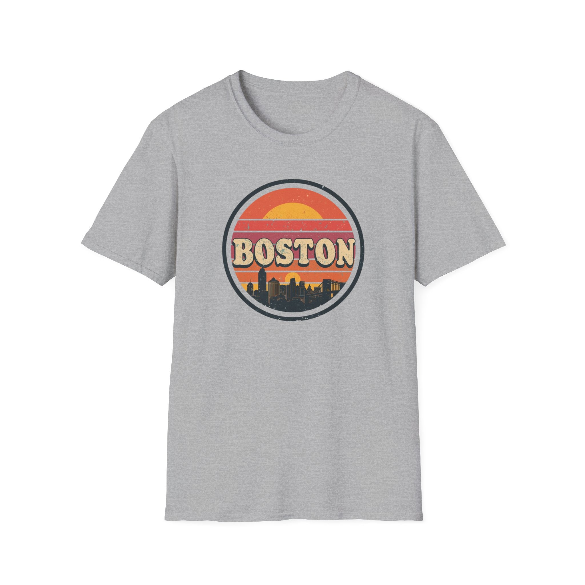 Boston Sunset Skyline T-Shirt — Vintage Retro City Tee