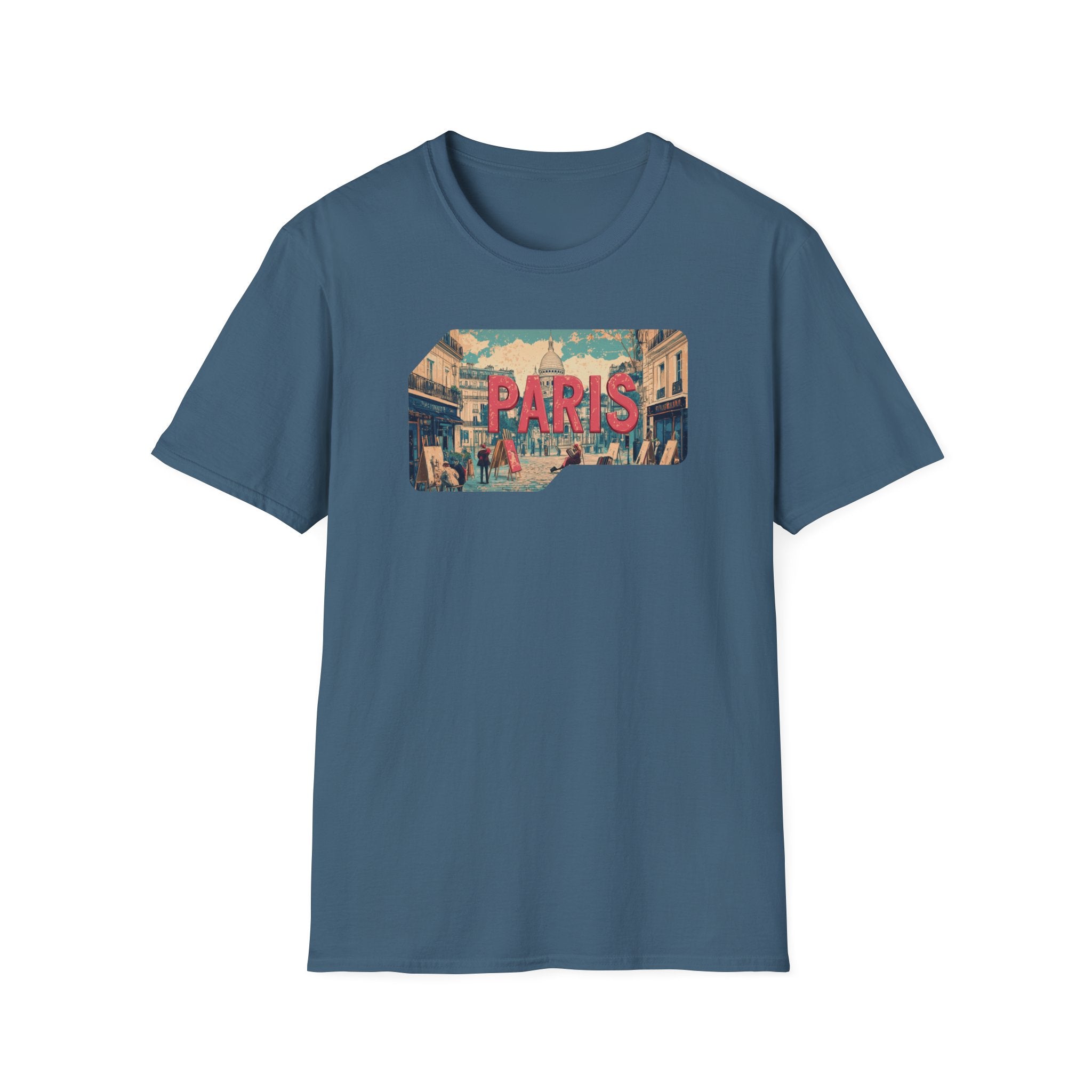 Paris Retro Street Scene T-Shirt | Vintage Parisian Graphic