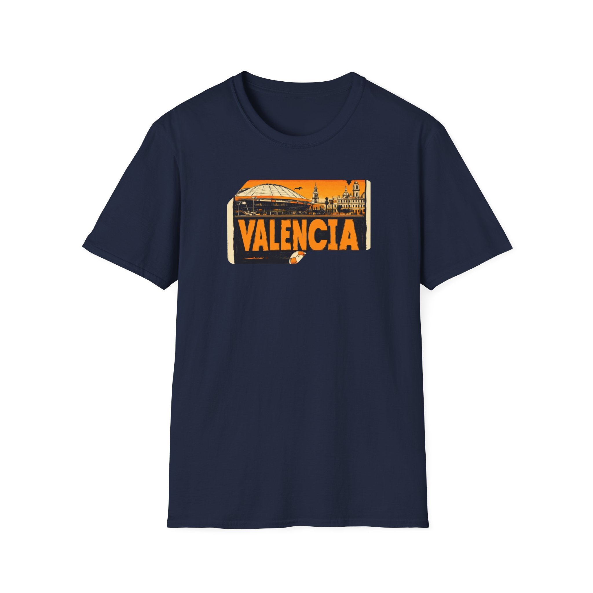 Valencia postcard skyline T-Shirt | Retro cityscape, orange sunset