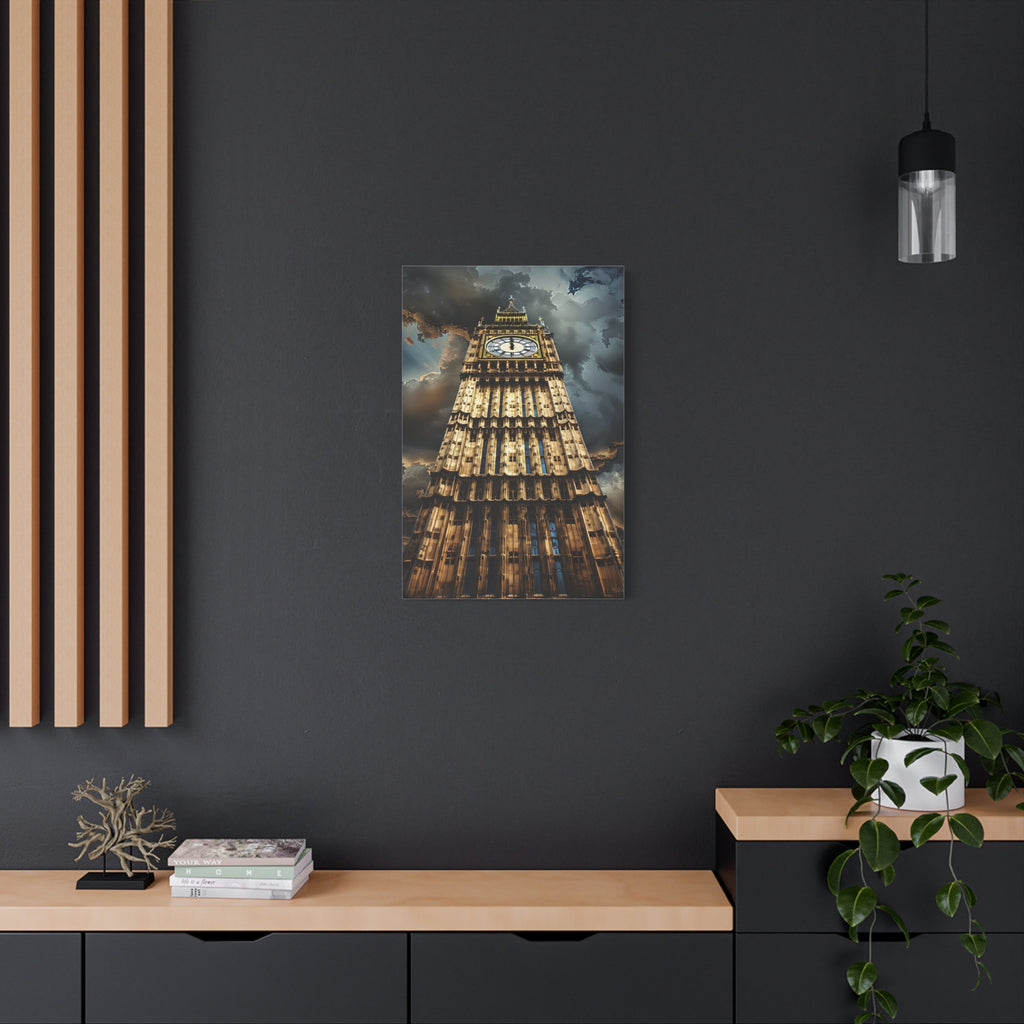 Big Ben London Canvas Wall Art — Dramatic Clock Tower Stretched Canvas