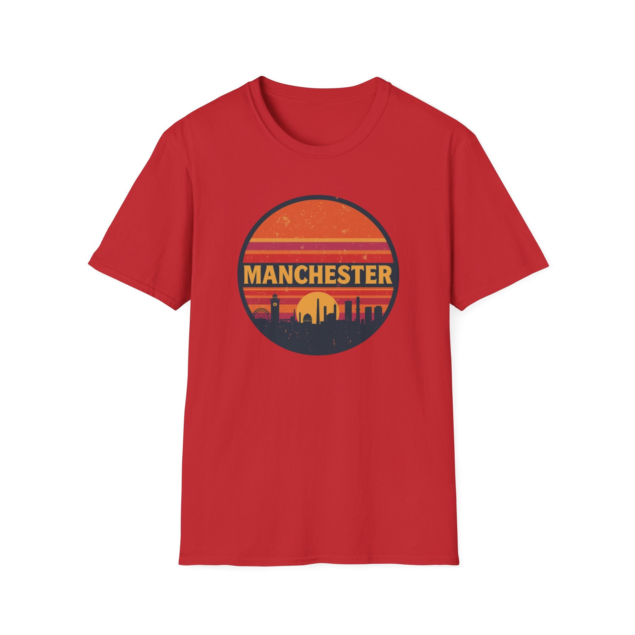 Manchester Sunset T-Shirt — Retro City Skyline Tee