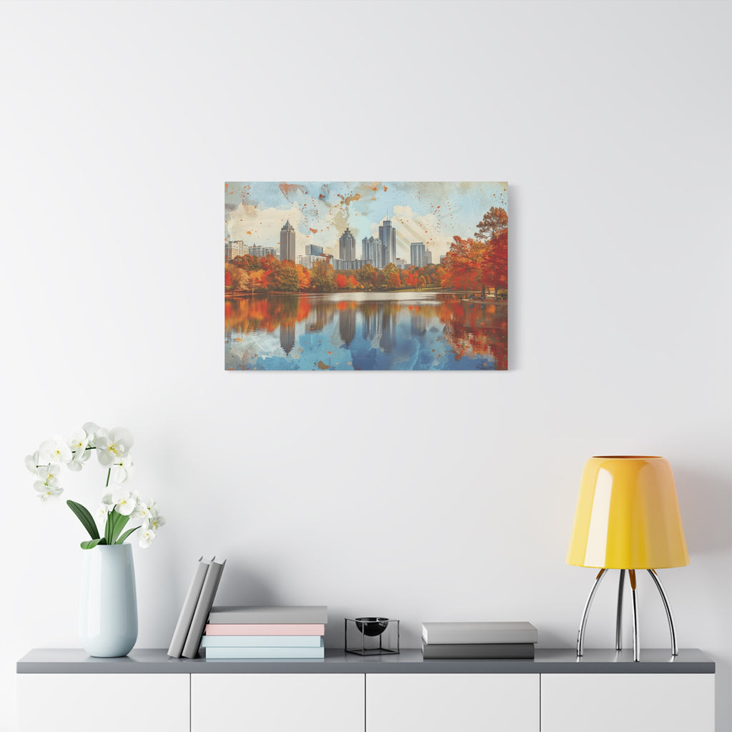 Atlanta Midtown Skyline - Piedmont Park - Autumn Cityscape Canvas – Fall Skyline Wall Art