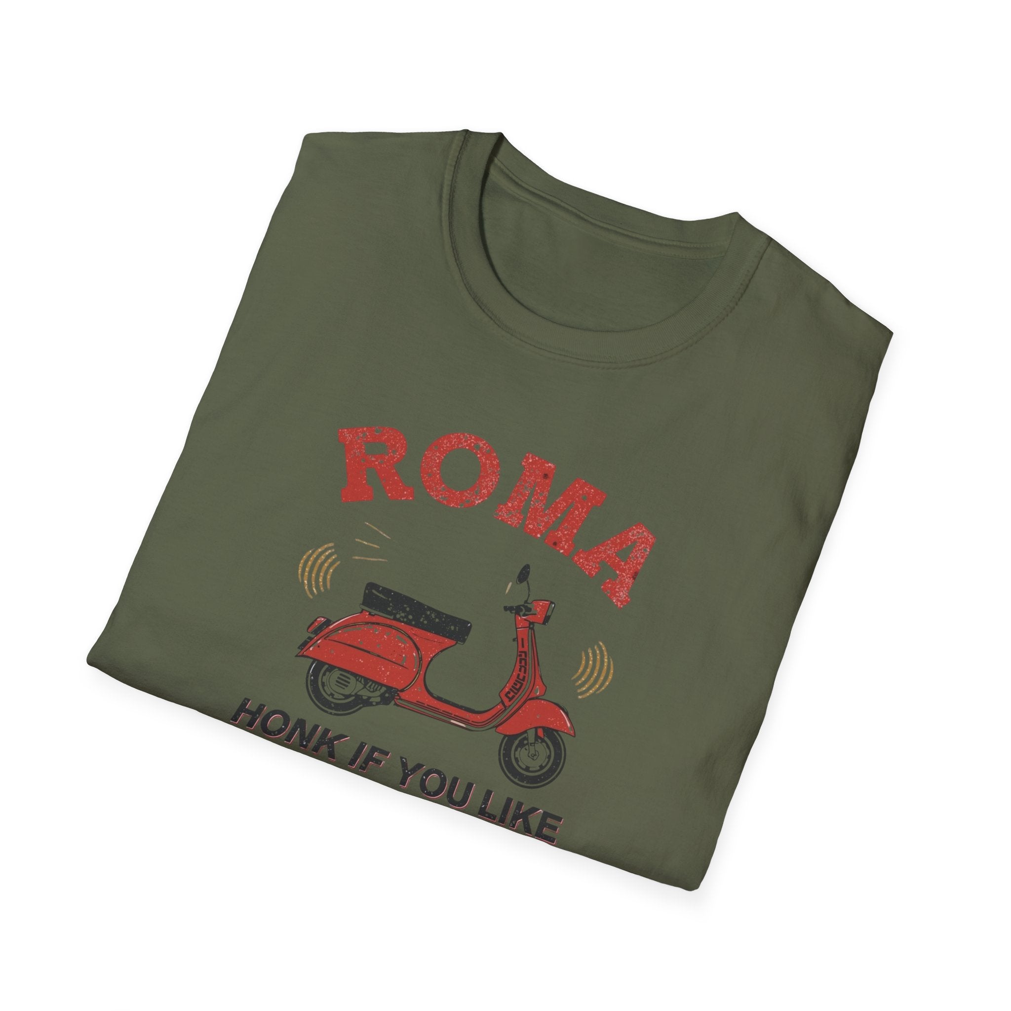 Roma Scooter T‑Shirt — "Honk If You Like Silence" Vintage Vespa Tee