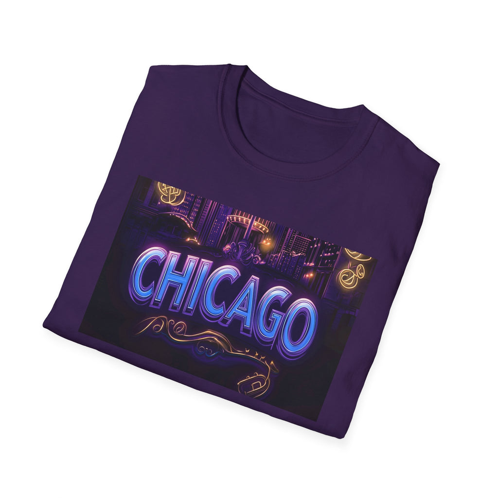 Chicago Neon Sign T-Shirt | Vintage Neon City Design