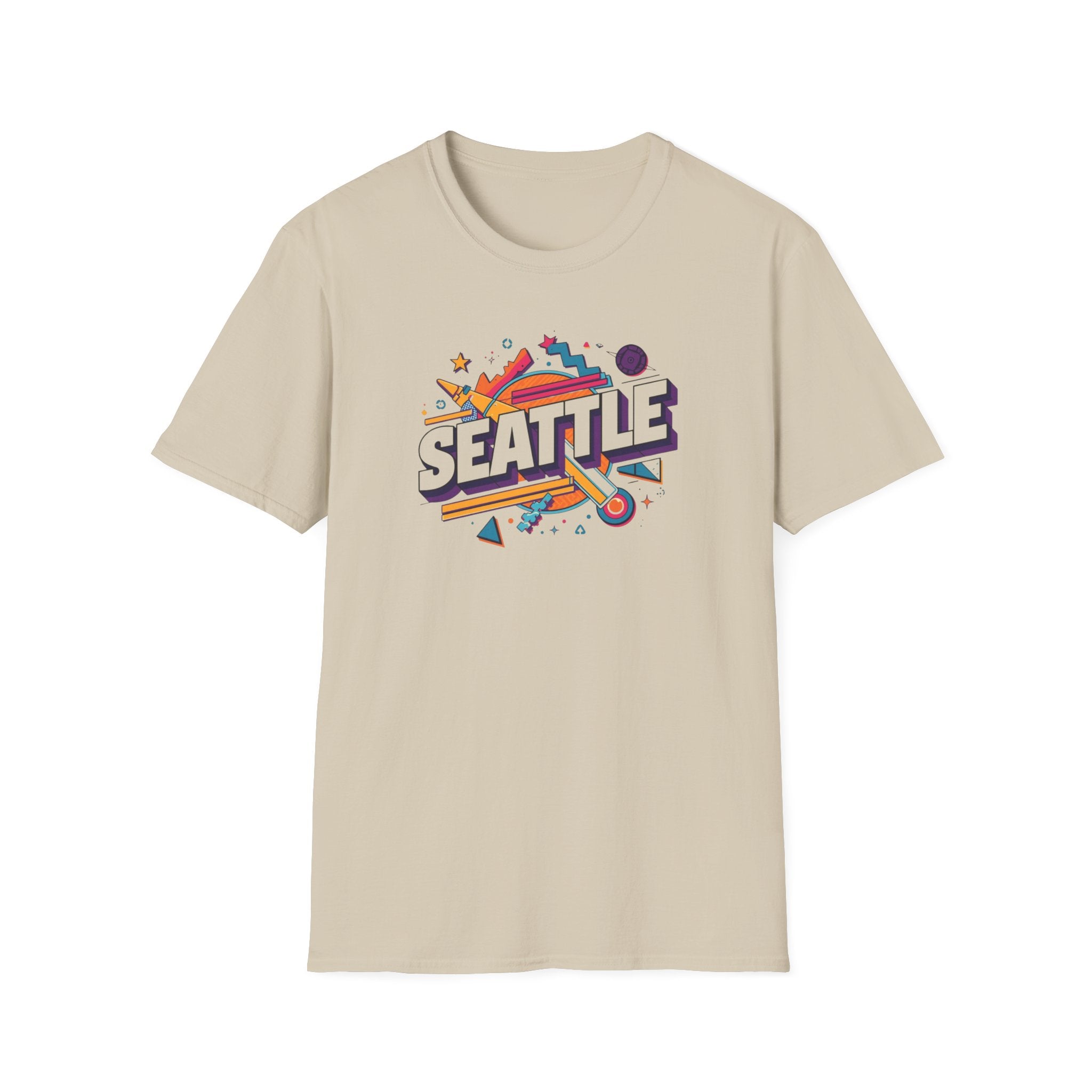 Seattle Retro Graphic T-Shirt — Colorful City Skyline Design