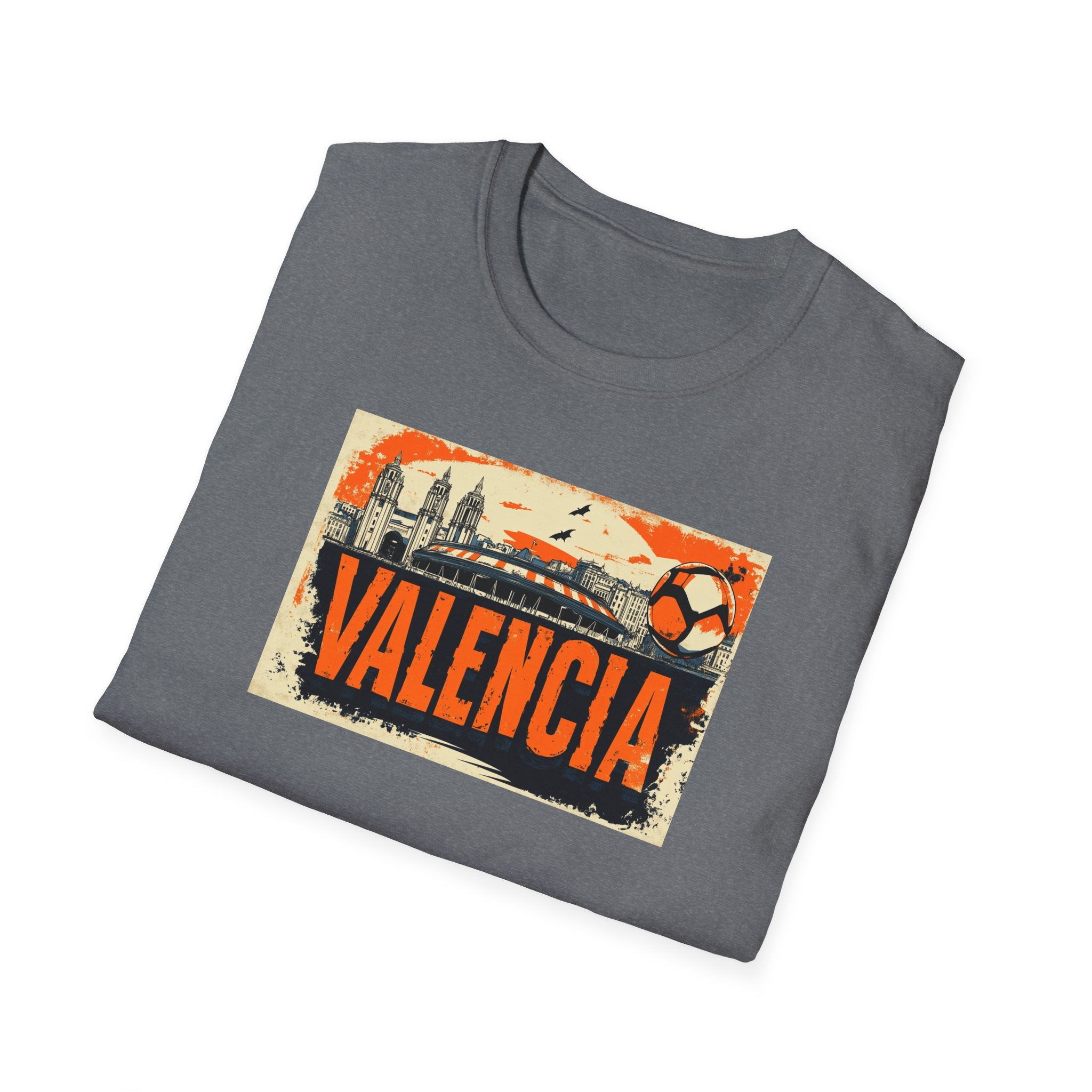 Valencia Vintage Soccer Graphic T-Shirt | City Skyline, Football Art