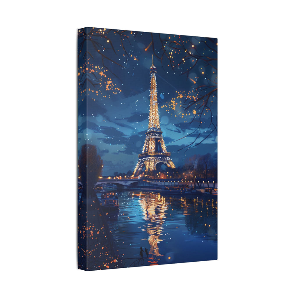 Eiffel Tower Night Canvas — Paris Skyline Stretched Wall Art