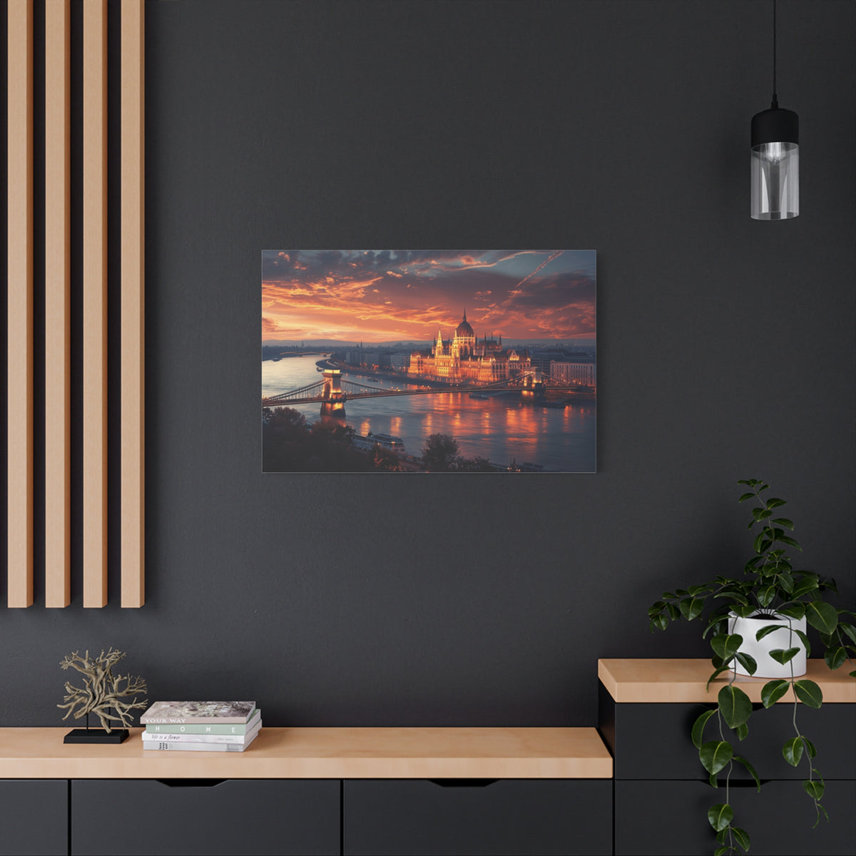 Budapest Parliament at Sunset — Classic Stretched Canvas Wall Art
