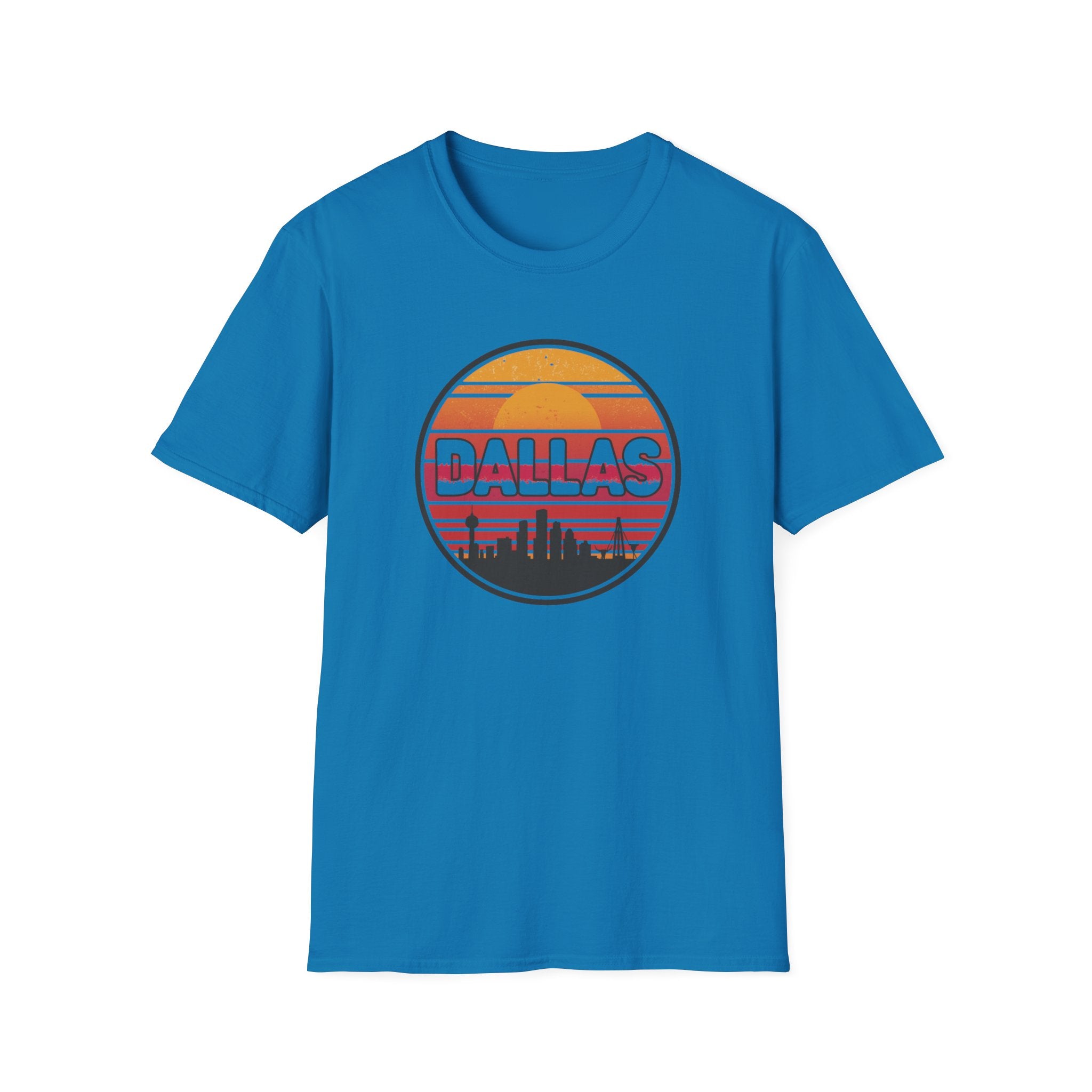 Dallas Sunset Skyline T‑Shirt — Retro Cityscape Tee